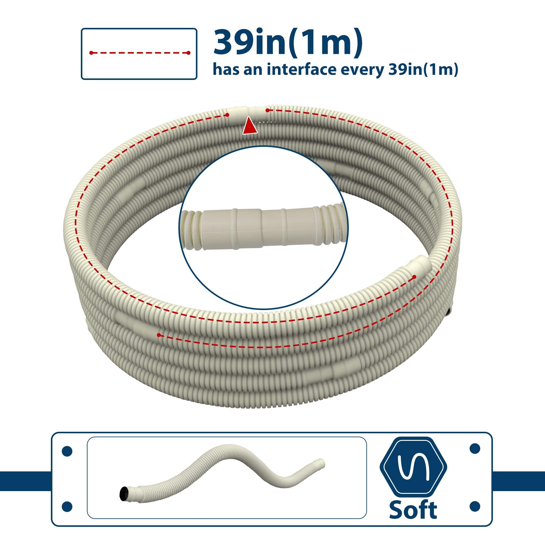 Pearwow Ac Water Drain Hose Flexible For Universal Ductless Mini Split Air Conditioner Heat Pump System (26Ft)