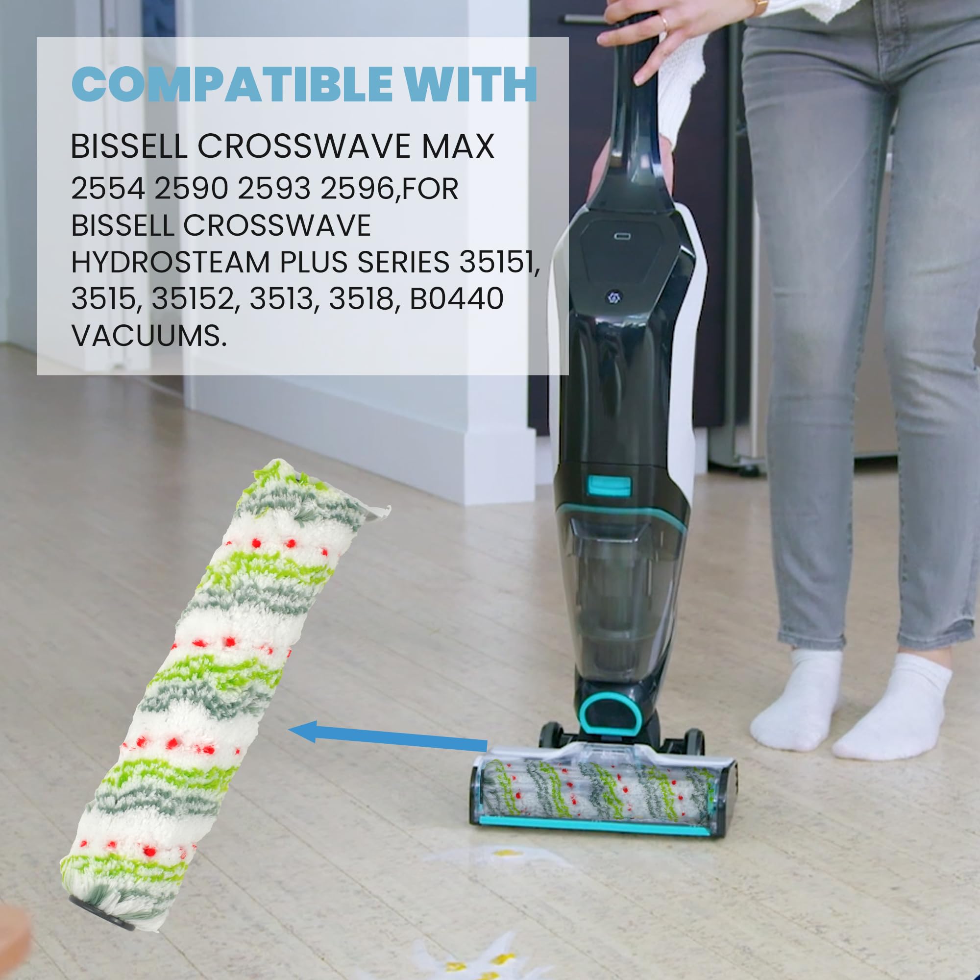 3 Pack Multi Surface Pet Brush Rolls 2788 And 3 Pack Vacuum Filters 1866 Compatible With Bissell Crosswave Max Replacement Parts