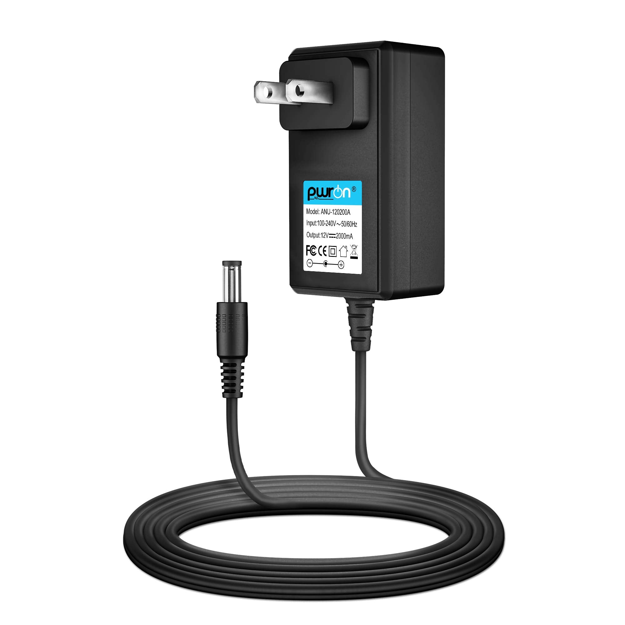 Pwron (6.6Ft Long) 12V 2A Ac Dc Adapter Charger Compatible With Life Fitness X1 X3 X5 X8 Go Console Fitness Gear 810E 820E 830E Elliptical Machine Cross Trainer Power Supply