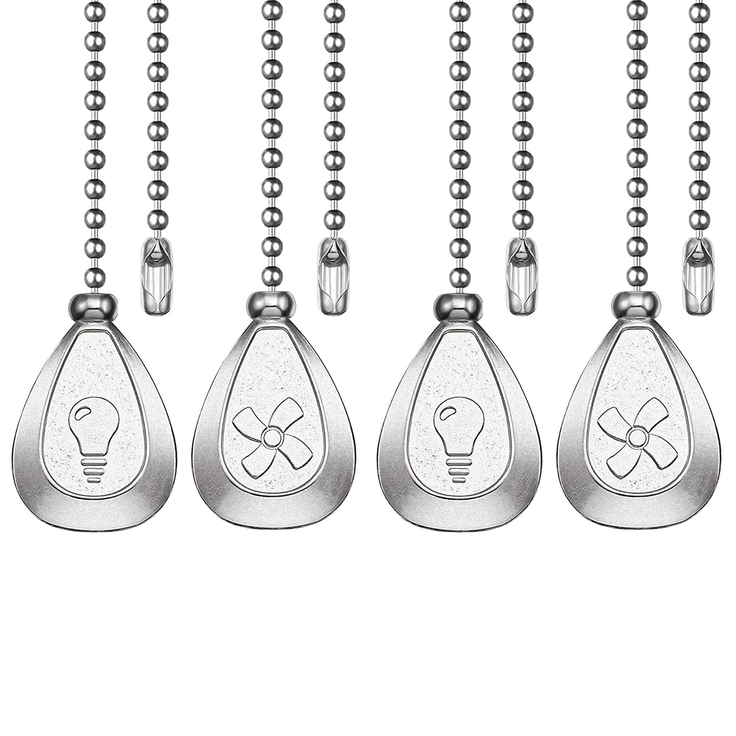 Dotlite Silver Ceiling Fan Pull Chain, 12 Inches Decorative Fan Pull Chain Ornaments Extension, 3Mm Diameter Beaded Ball Fan Pul