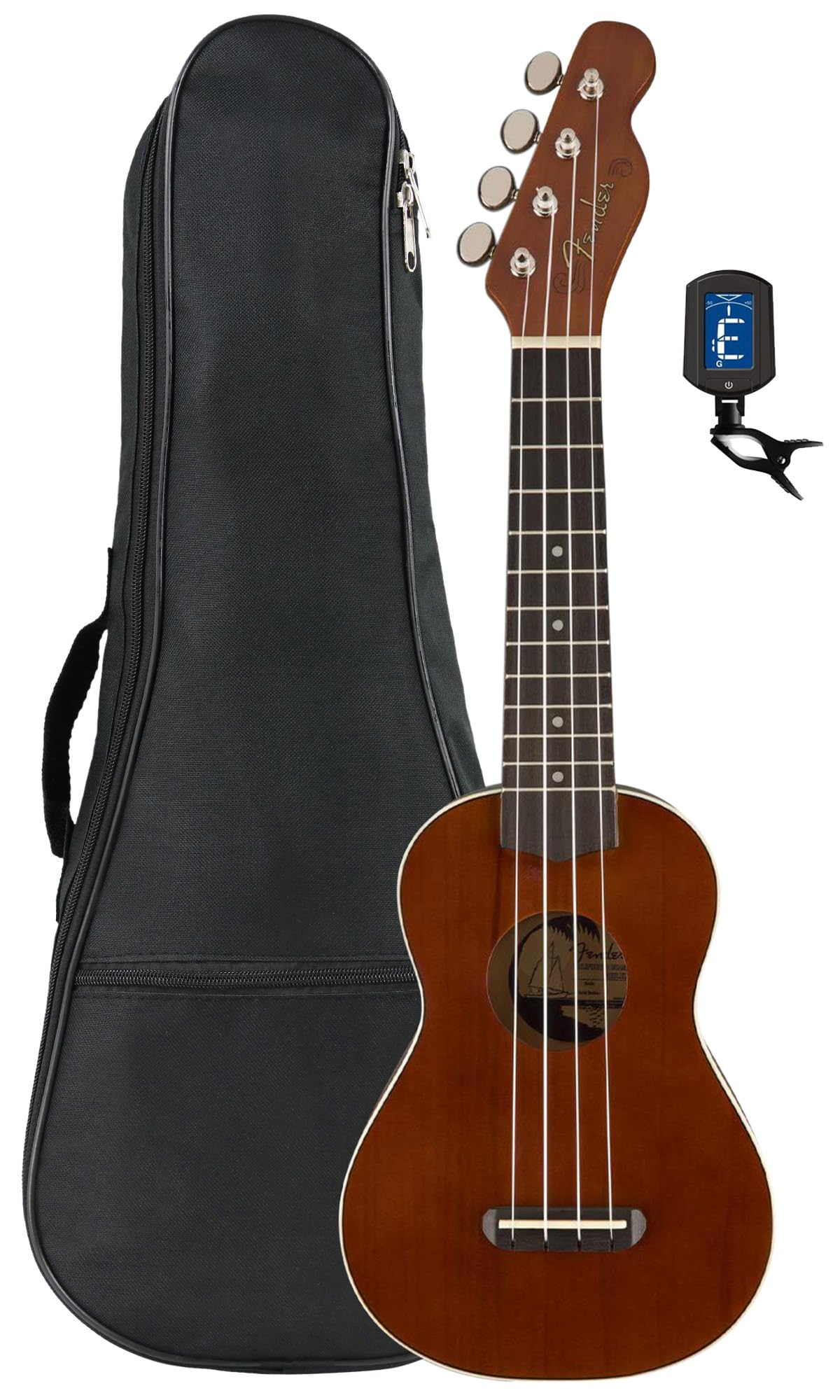 Fender Venice Soprano Ukulele   Natural Bundle With Gig Bag And Tuner