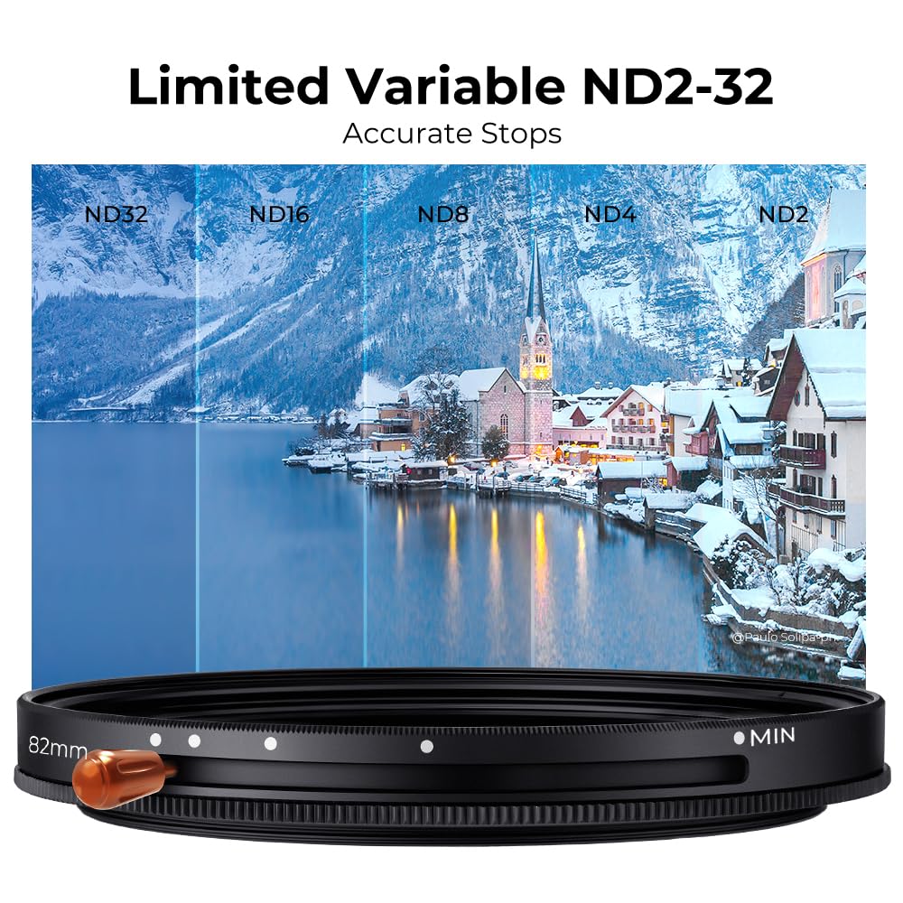 K&F Concept 82Mm Variable Fader Nd2 Nd32 Nd Filter And Cpl Circular Polarizing Filter 2 In 1 For Camera Lens No X Spot Waterproof Scratch Resistant (Nano X Series)
