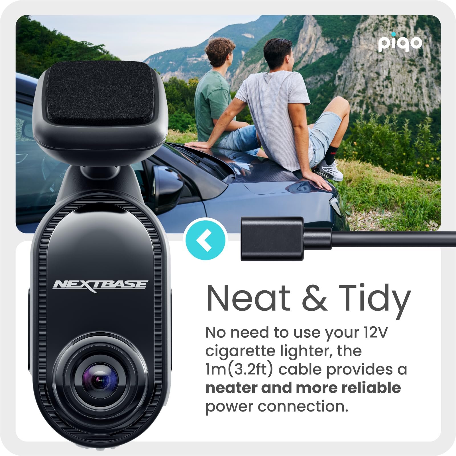 Nextbase Piqo Pro Install Cable Hardwire Kit, 1-Meter Cable, Easy Installation, Compatible With Piqo 1K