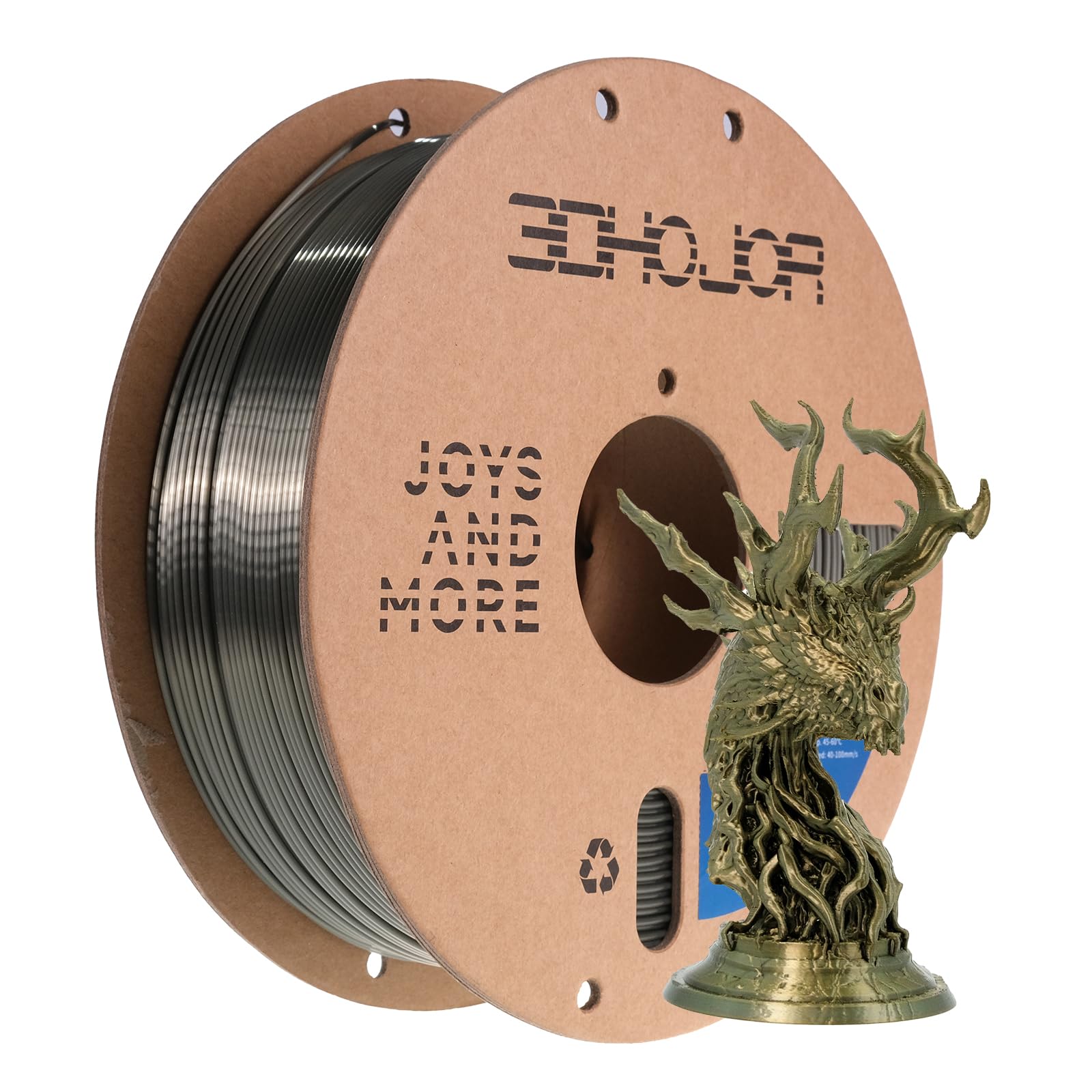 3Dhojor Silk Pla Filament 1.75Mm, Silk Pla 3D Printer Filament, 2.2 Lbs (1Kg) Cardboard Spool, Fit Most Fdm 3D Printer, Silk Bro