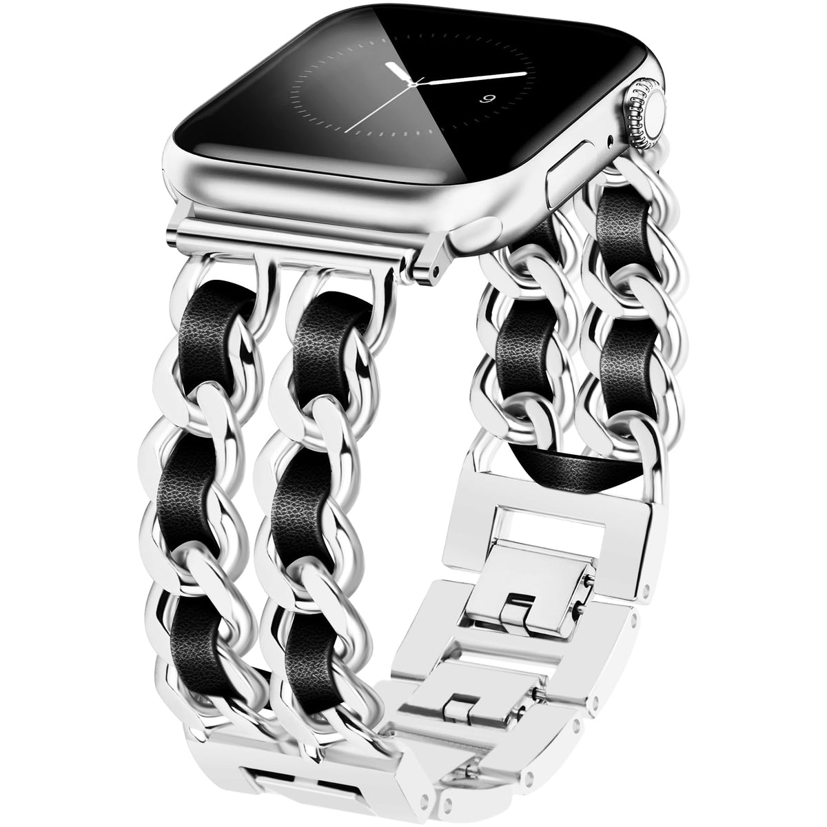Jr.Dm Silver Watch Bands For Women Compatible With Apple Watch Band Leather 42Mm(S3/2/1) 44Mm 45Mm 46Mm 49Mm Adjustable Metal Ba