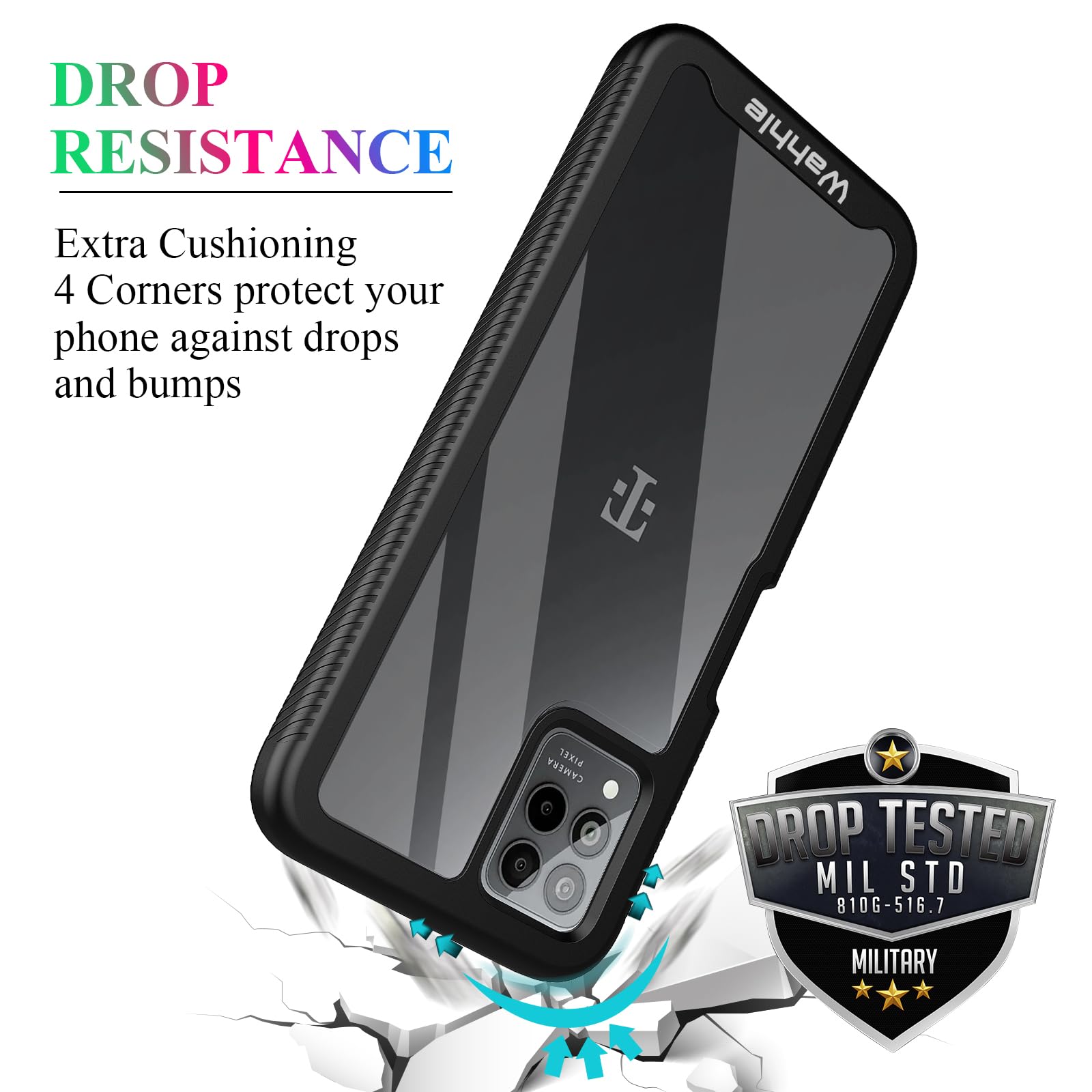 Wahhle Compatible With T Mobile Revvl 6 Pro 5G Case, Built In Screen Protector Full Body Shockproof Slim Fit Bumper Protective P