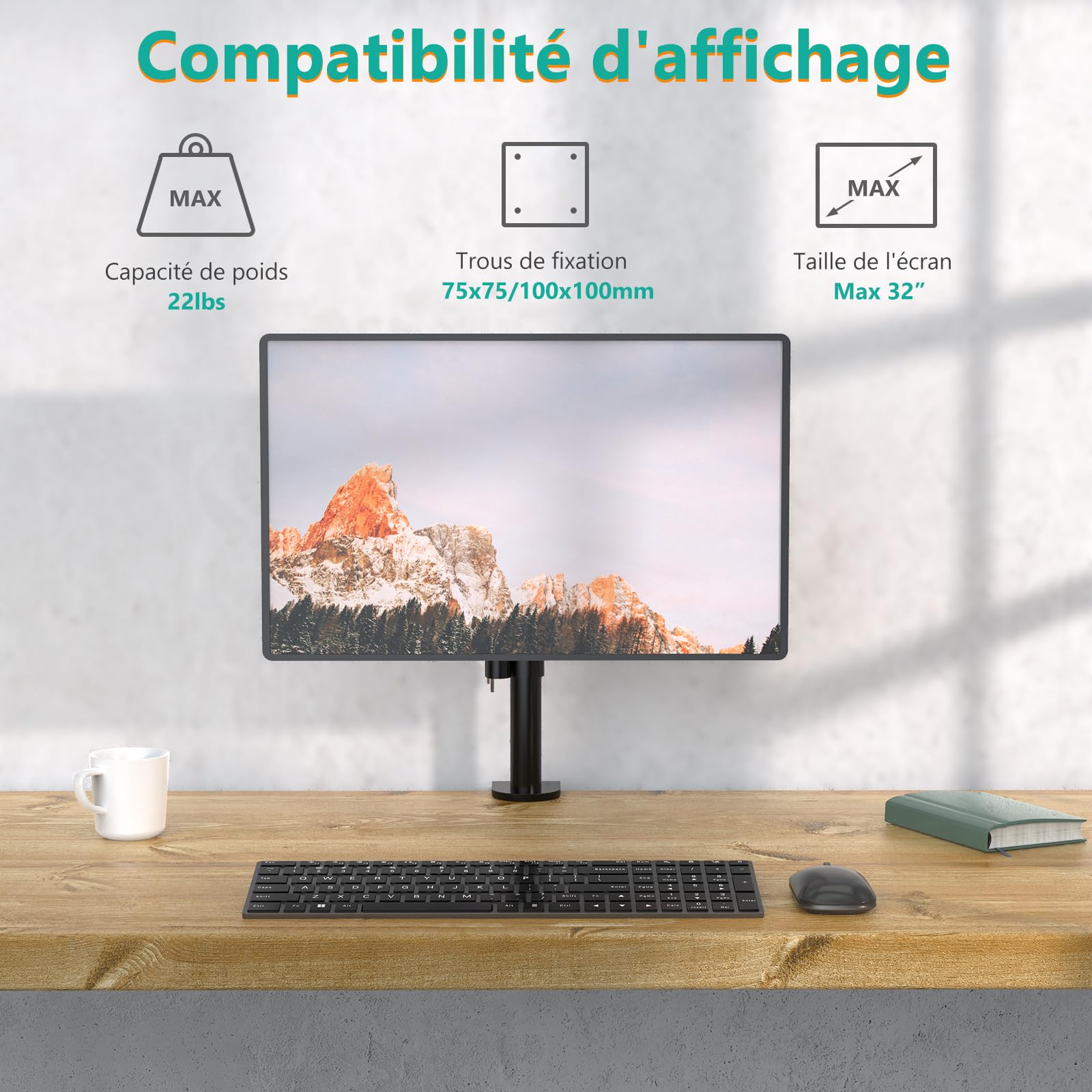 WALI Single Monitor Mount, Single Monitor Arm Desk Mount,Desk Monitor Stand, Holds Screen Up to 32inch, 22lbs, Adjustable Mount with C CLAMP Designed for Home Office Application(M001), Black