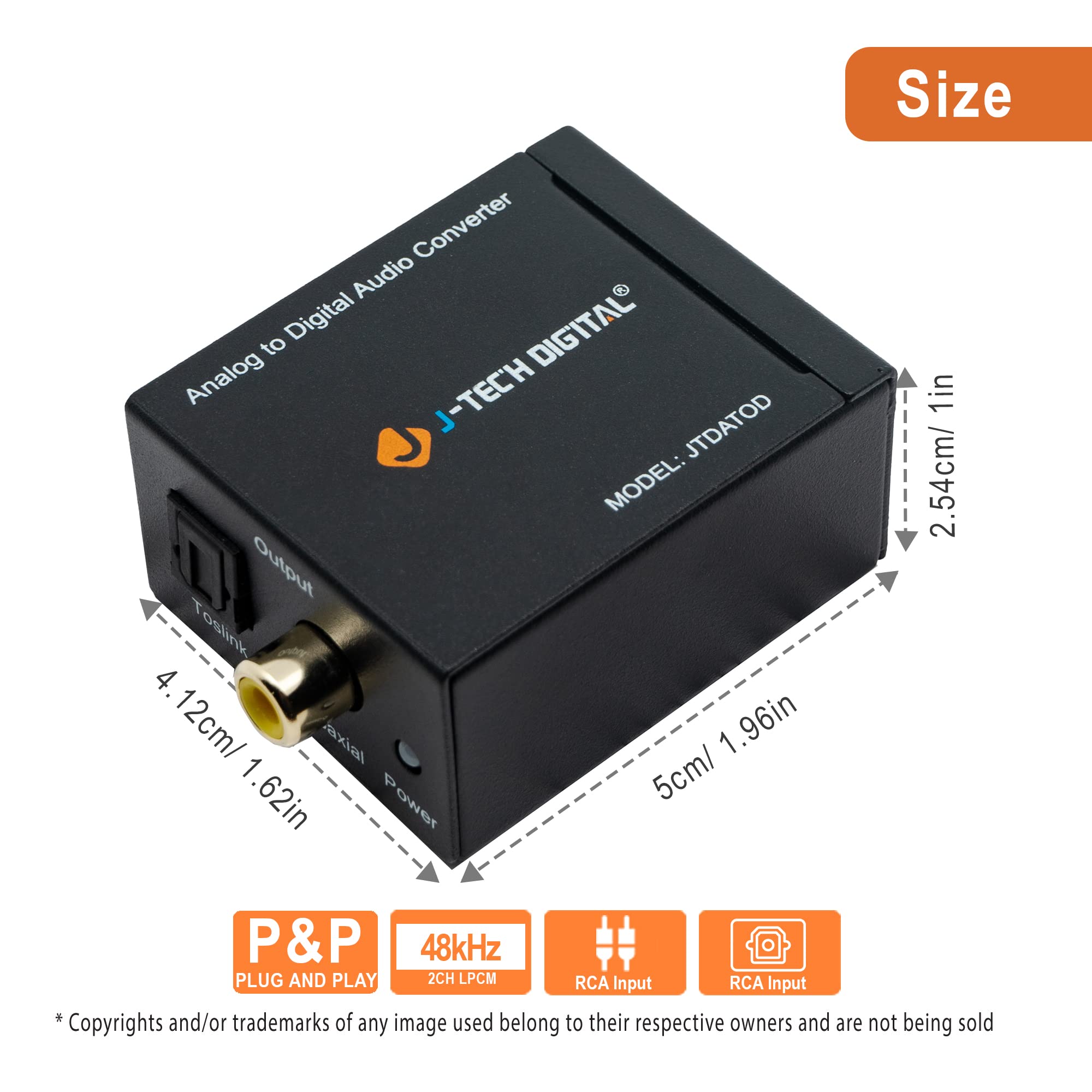 J Tech Digital  Premium Quality Rca L/R Analog Audio To Optical Spdif/Coaxial Digital Converter With 3.5Mm Jack Support Headphon