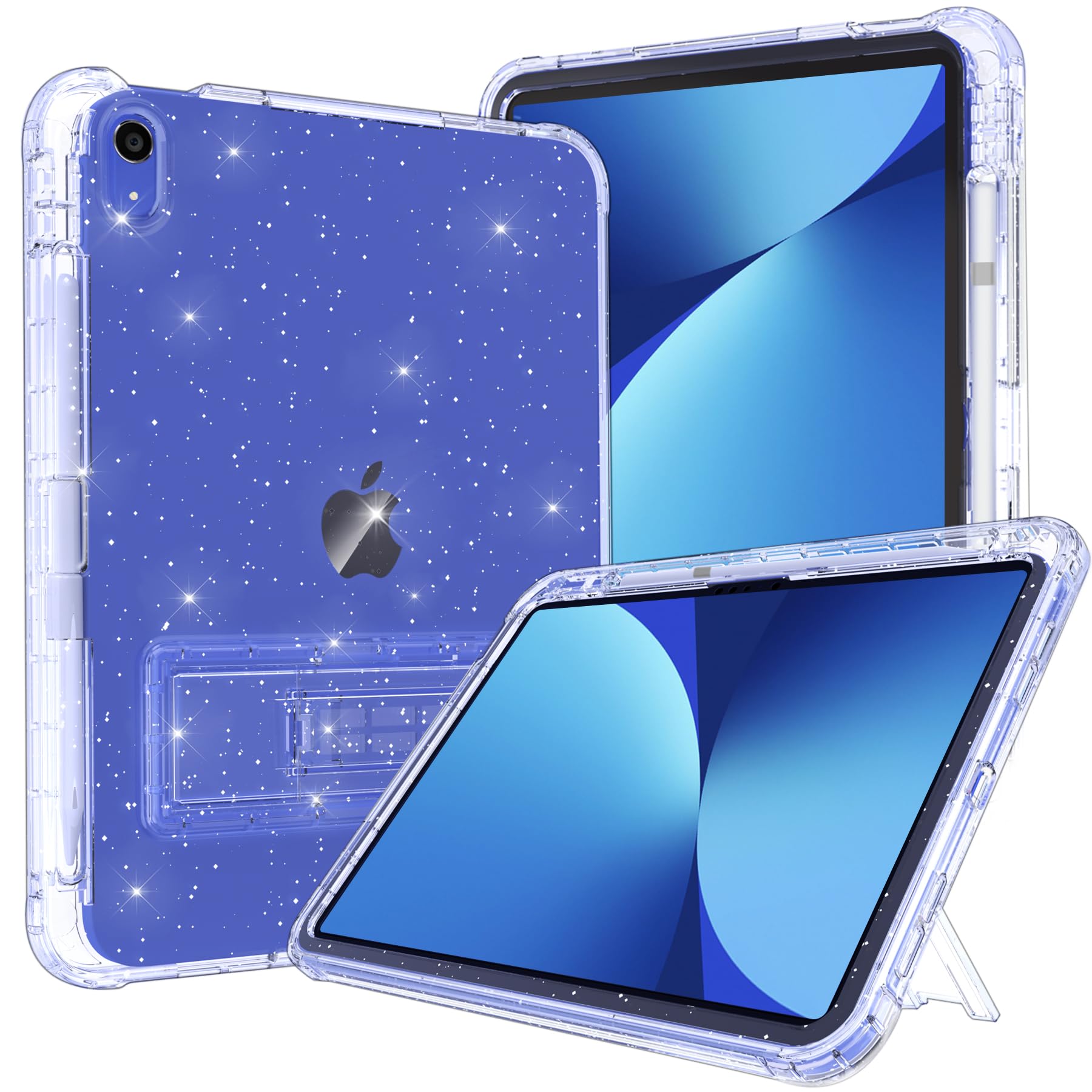 Rantice Ipad 10Th Generation Case, Pencil Holder & Kickstand   Slim, Glittery And Shockproof Bumper For Women And Girls, Clear G