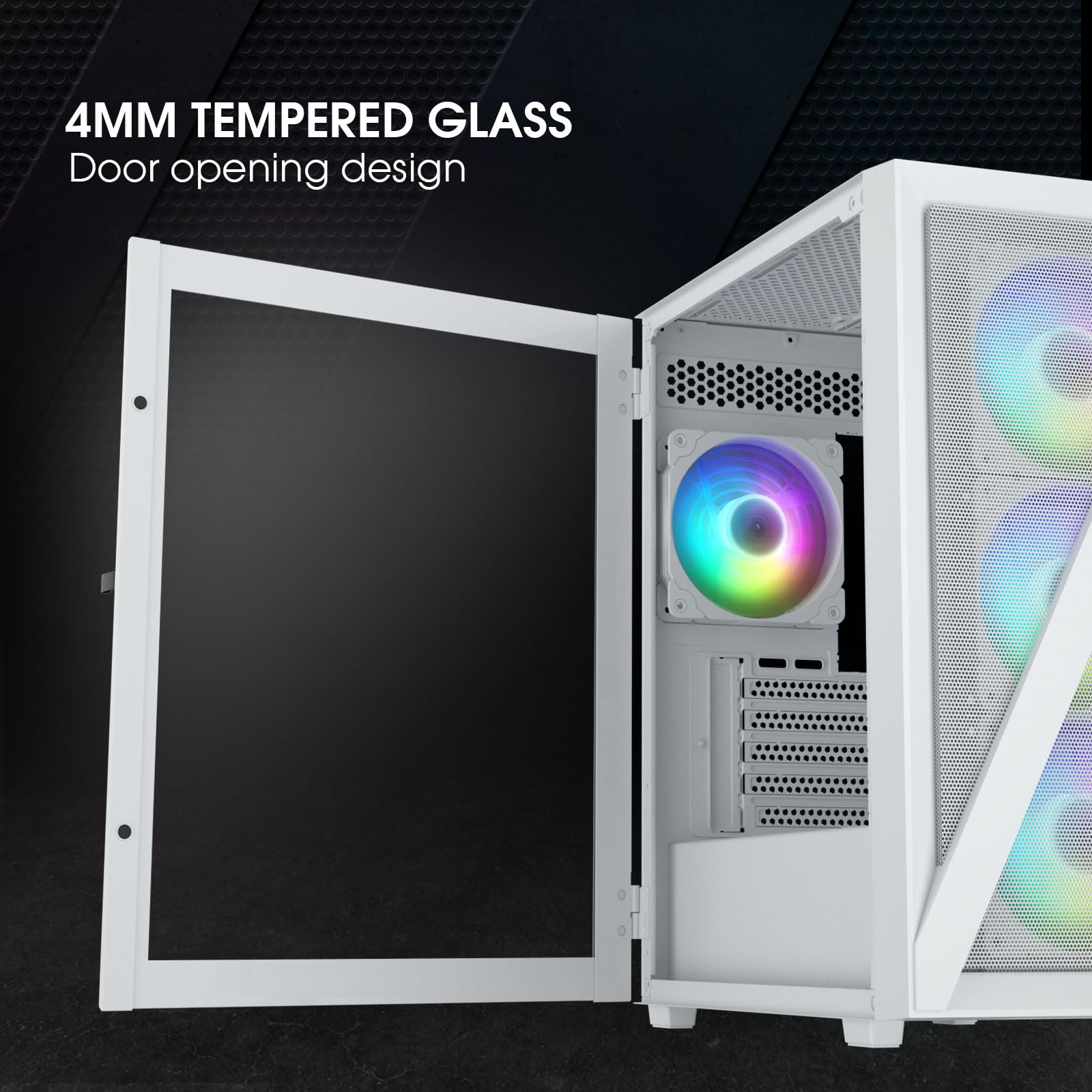 Vetroo M05 Micro Atx Computer Pc Case With Door Open Tempered Glass Side Panel & Mesh Front Panel, Support 240Mm Radiator, 4Pcs