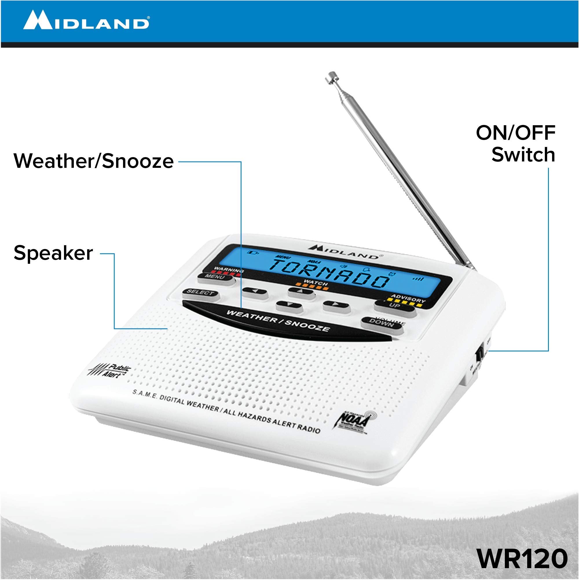 Midland   Wr120, Noaa Emergency Weather Alert Radio   S.A.M.E. Localized Programming, Trilingual Display, 60+ Emergency Alerts,