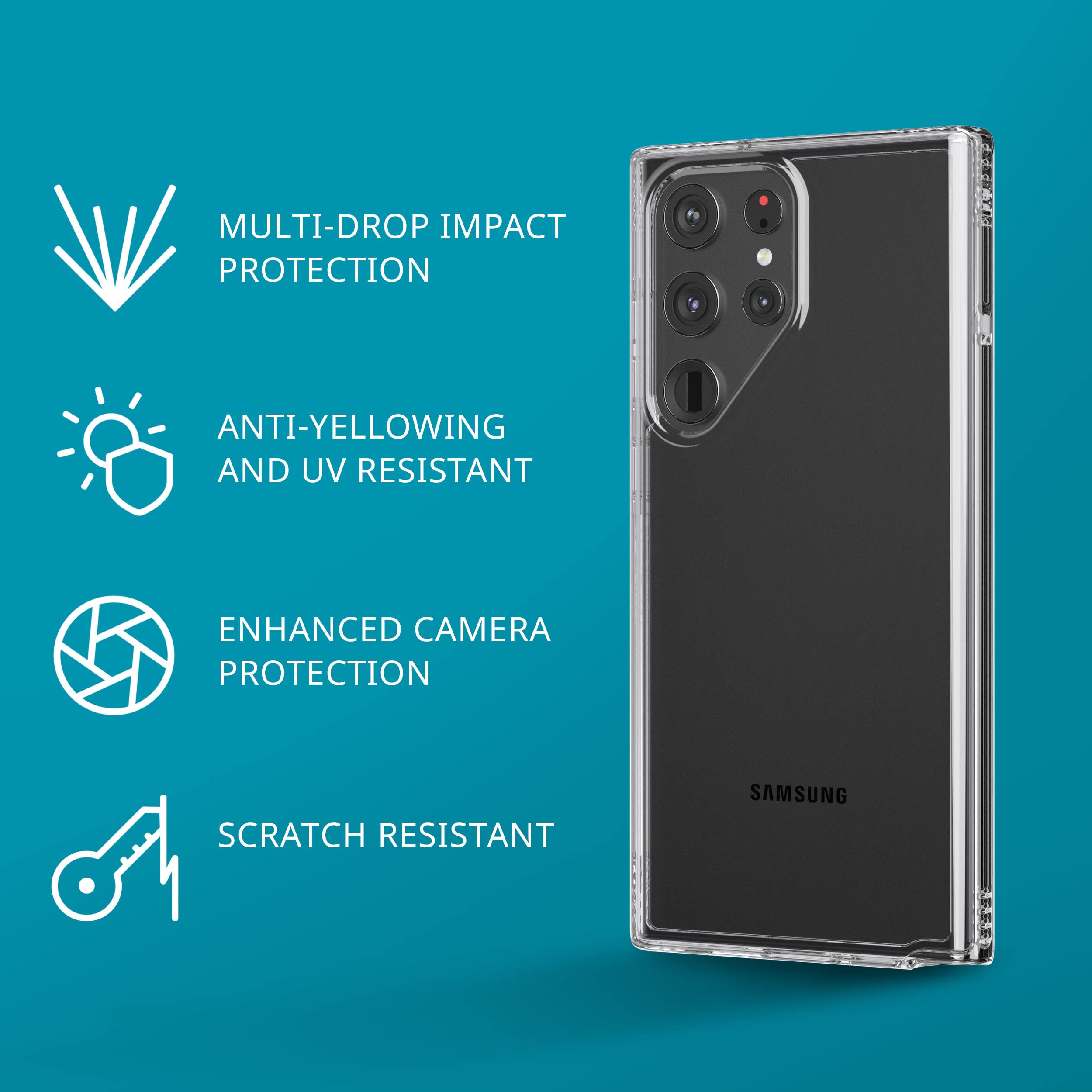 Tech21 Evo Clear For Samsung Galaxy S23 Ultra   Anti Yellowing Scratch Resistant With 12Ft Drop Protection Clear Phone Case