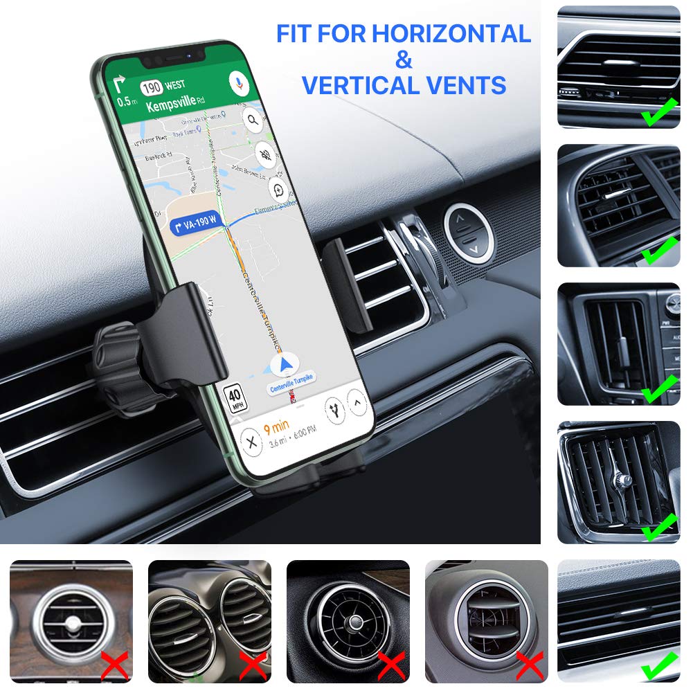 Miracase Phone Holders For Your Car With Newest Metal Hook Clip, Air Vent Cell Phone Car Mount, Hands Free Universal Automobile