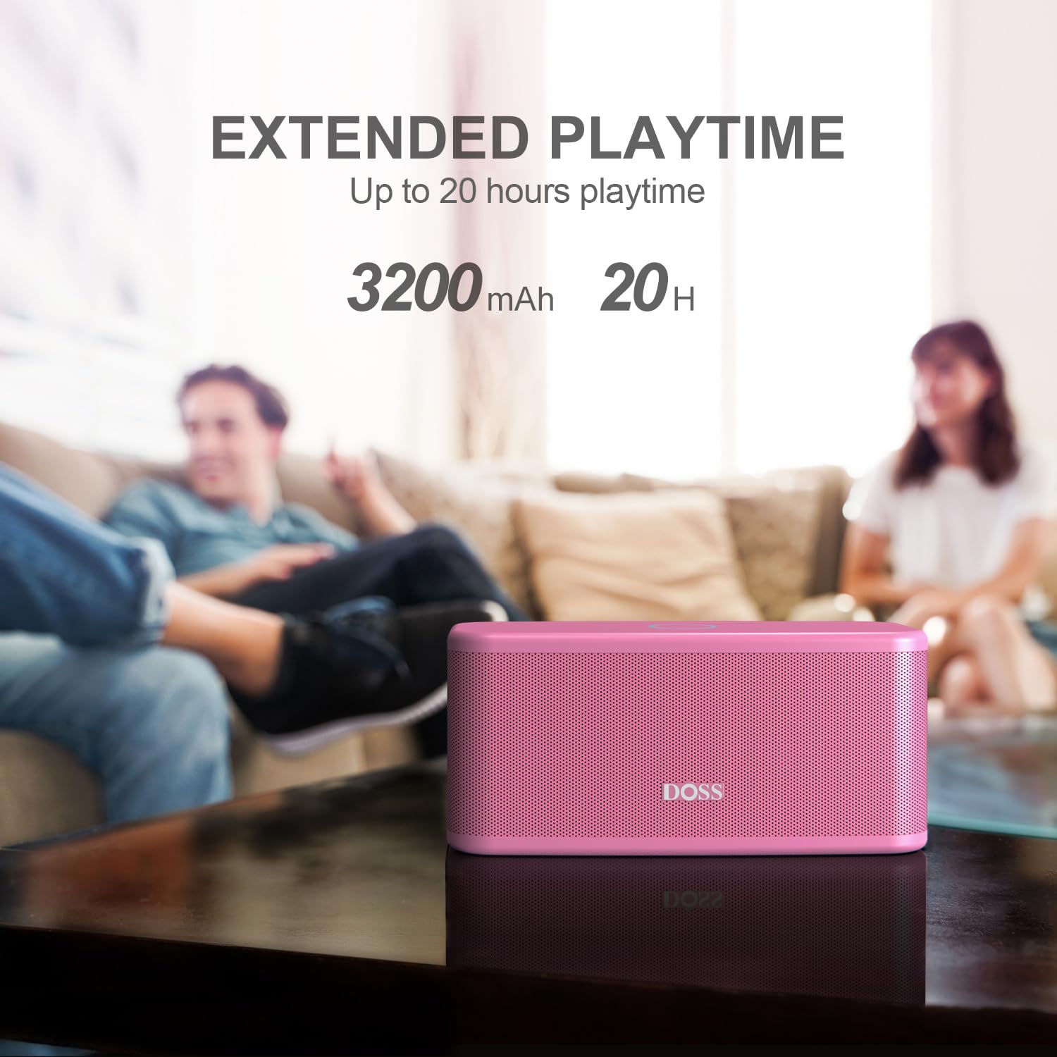 Doss Soundbox Plus Portable Bluetooth Speaker With Hd Sound And Deep Bass, Wireless Stereo Pairing, Built In Mic, 20H Playtime, For Home, Outdoor, Travel   Pink
