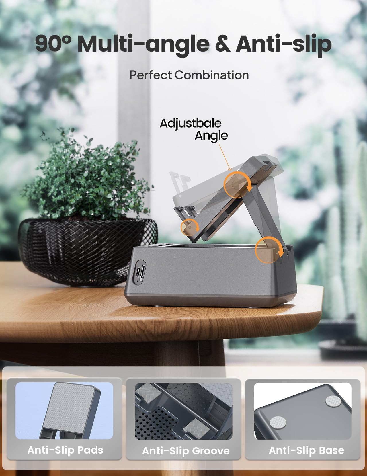 Birthday Gifts For Men Women, Cell Phone Stand Bluetooth Speaker With Anti Slip Base, Hd Surround Sound, & Alarm Clock, Cool Mul