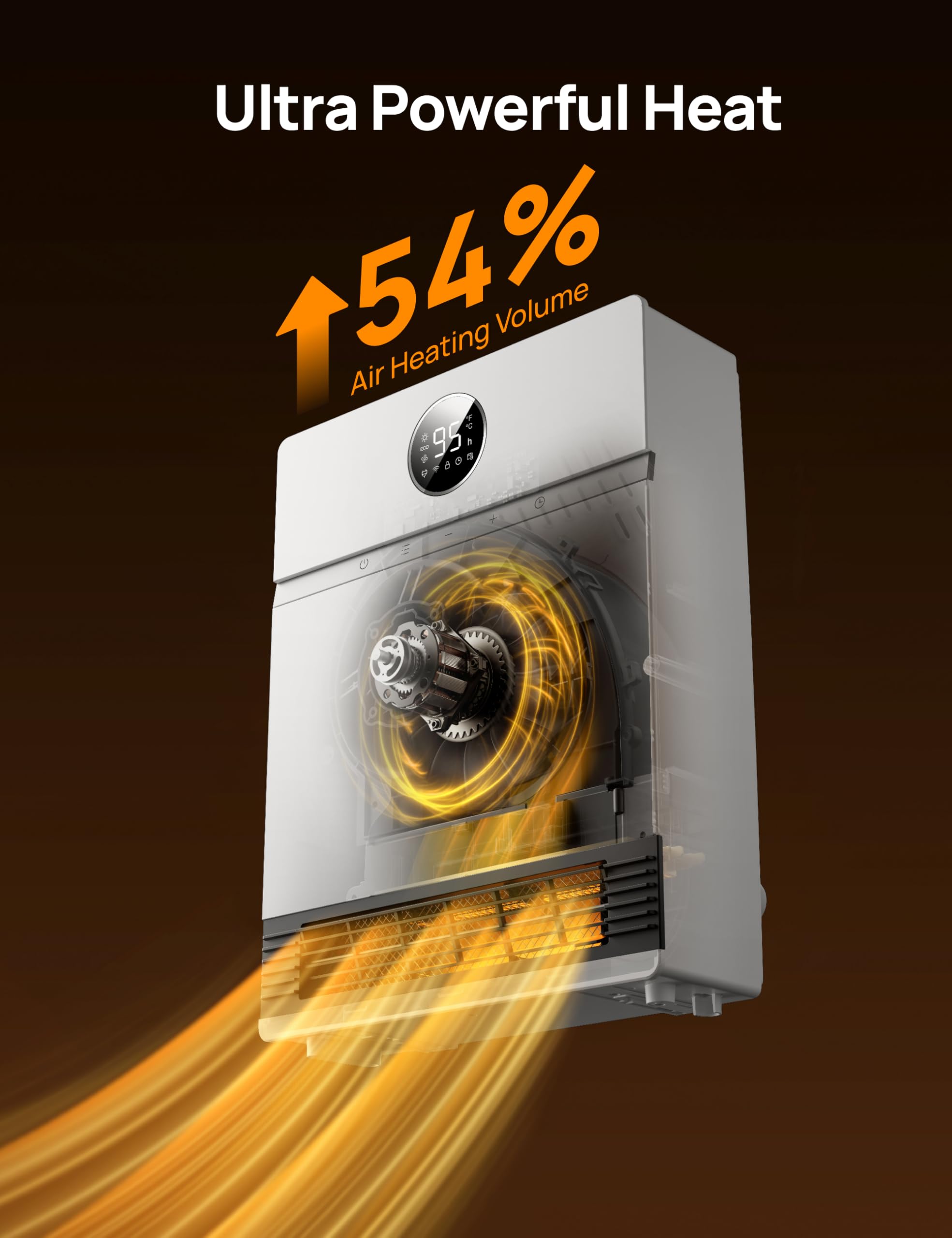 Dreo Smart Wall Heater, Ip24 Electric Ptc Space Heaters For Indoor Use, 30 Oscillation, Adjustable Thermostat, Remote Control, W