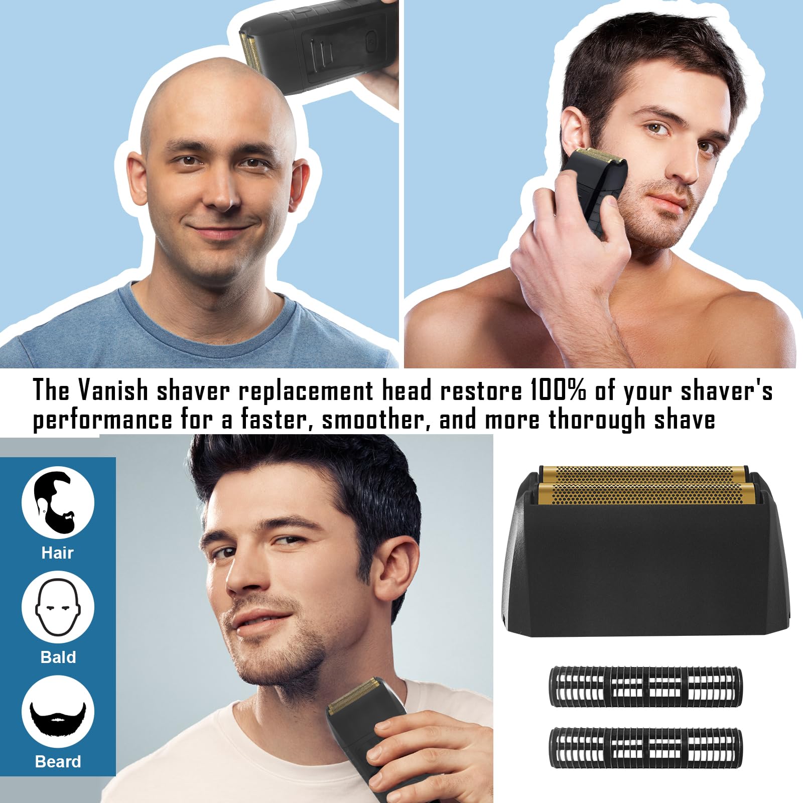 2 Pack Shaver Replacement Foil Compatible With Wahl 5 Star Series Vanish Shaver 8173 700,Black