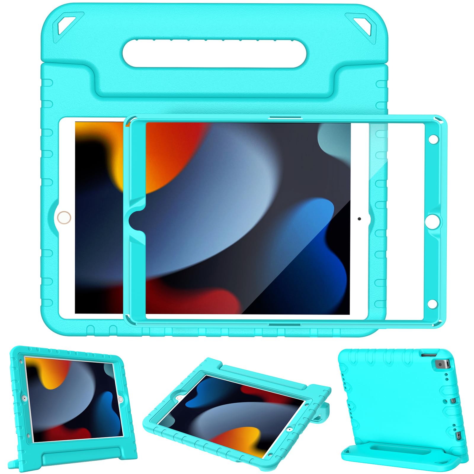 Ltrop Kids Case For Ipad 9Th/ 8Th/ 7Th Generation (2021/2020/ 2019), Ipad 10.2 Case, Shockproof Handle Stand Kids Case For Ipad