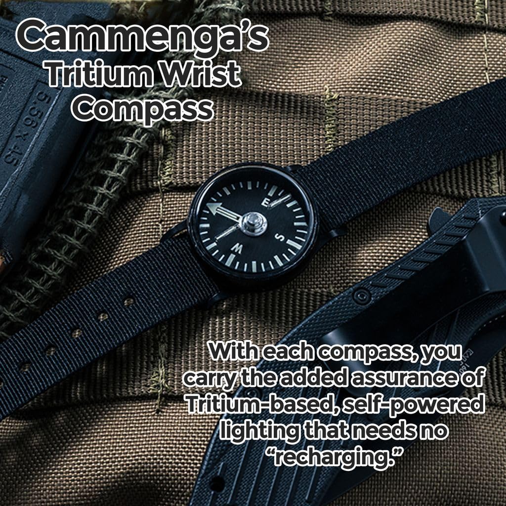 Cammenga Tritium Wrist Compass J582T   Military Grade Compass Bracelet For Outdoor Adventure   Radiant Tritium Glow Compass For
