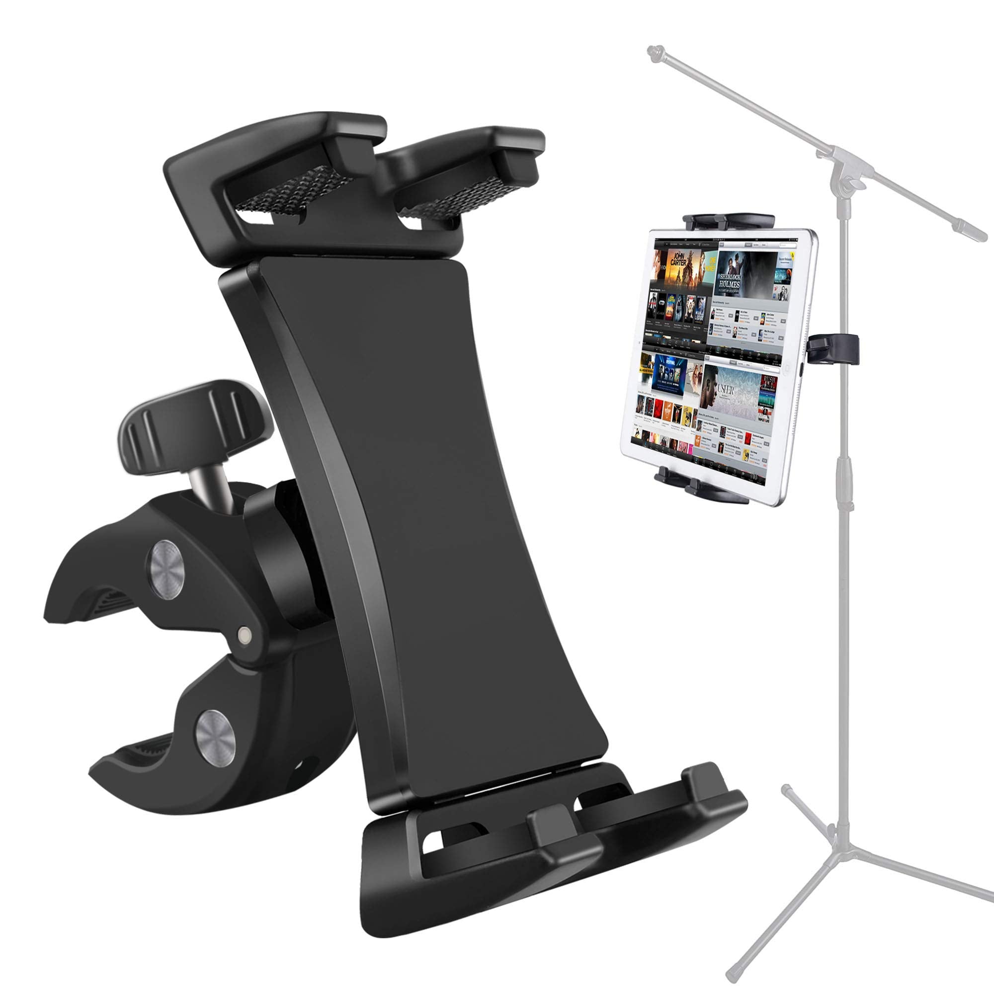 Microphone Music Stand Tablet Smartphone Holder Mount Heavy Duty 360 Degree Swivel Clamp Compatible With 3.5 To 13.5In Phone Tab