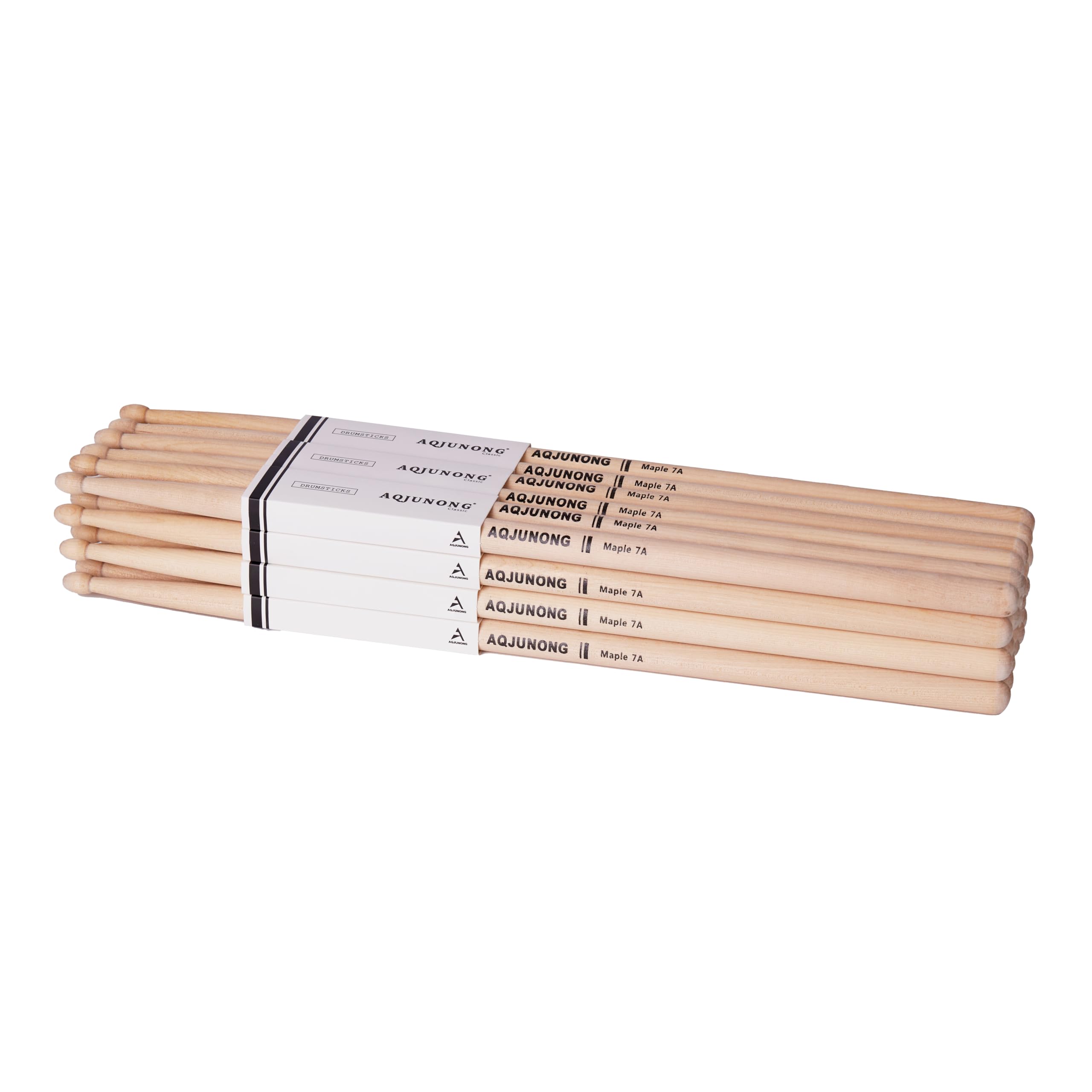 AQJUNONG Drum Sticks,7A Drumsticks, 12 Pairs Classic Maple Wood Tip Drum Sticks for Kids and Adults, Professional Musical Instru