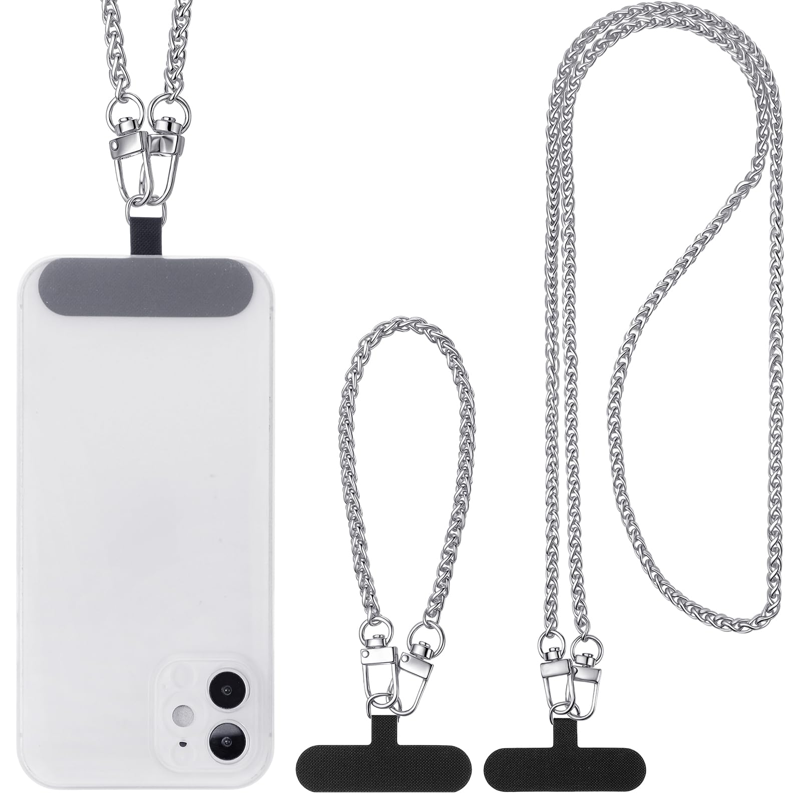 Canlierr 2 Pack Phone Chain Crossbody Phone Strap Lanyard Metal Neck Wrist Bracelet Chain Charm with Tether Tab for Women(Dark S