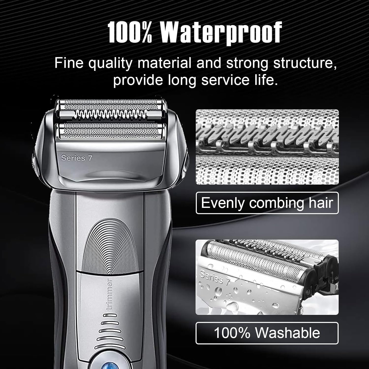 2Pcs Series 7 70S Electric Shaver Replacement Heads Compatible With Braun Series 7 Shavers Replacement For 720Cc, 730Cc, 735S, 7