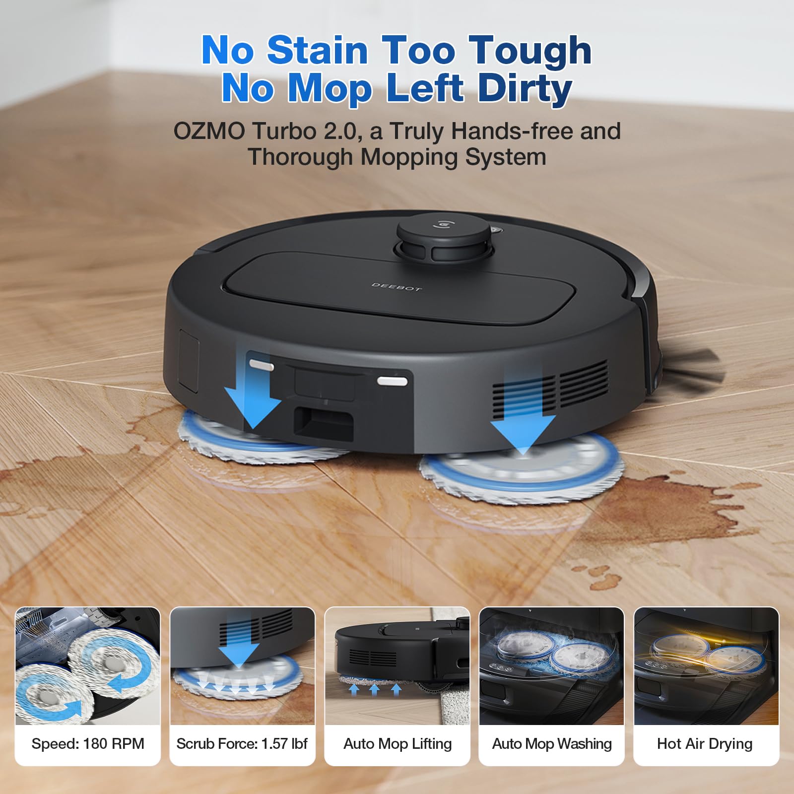 Ecovacs Deebot N30 Omni Robot Vacuum And Mop, 10000Pa Suction, Truedge Adaptive Edge Mopping, Zerotangle 2.0 Technology, Hot Air
