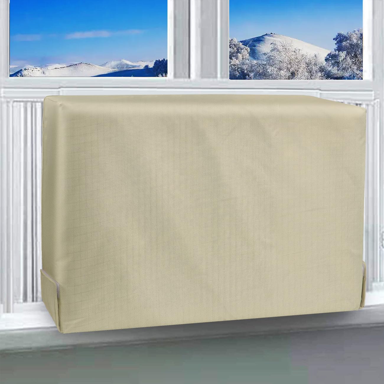 Waterproof Insulated Indoor Air Conditioner Cover for Inside Window AC Unit, 28Wx 20Hx 3.5D- Beige