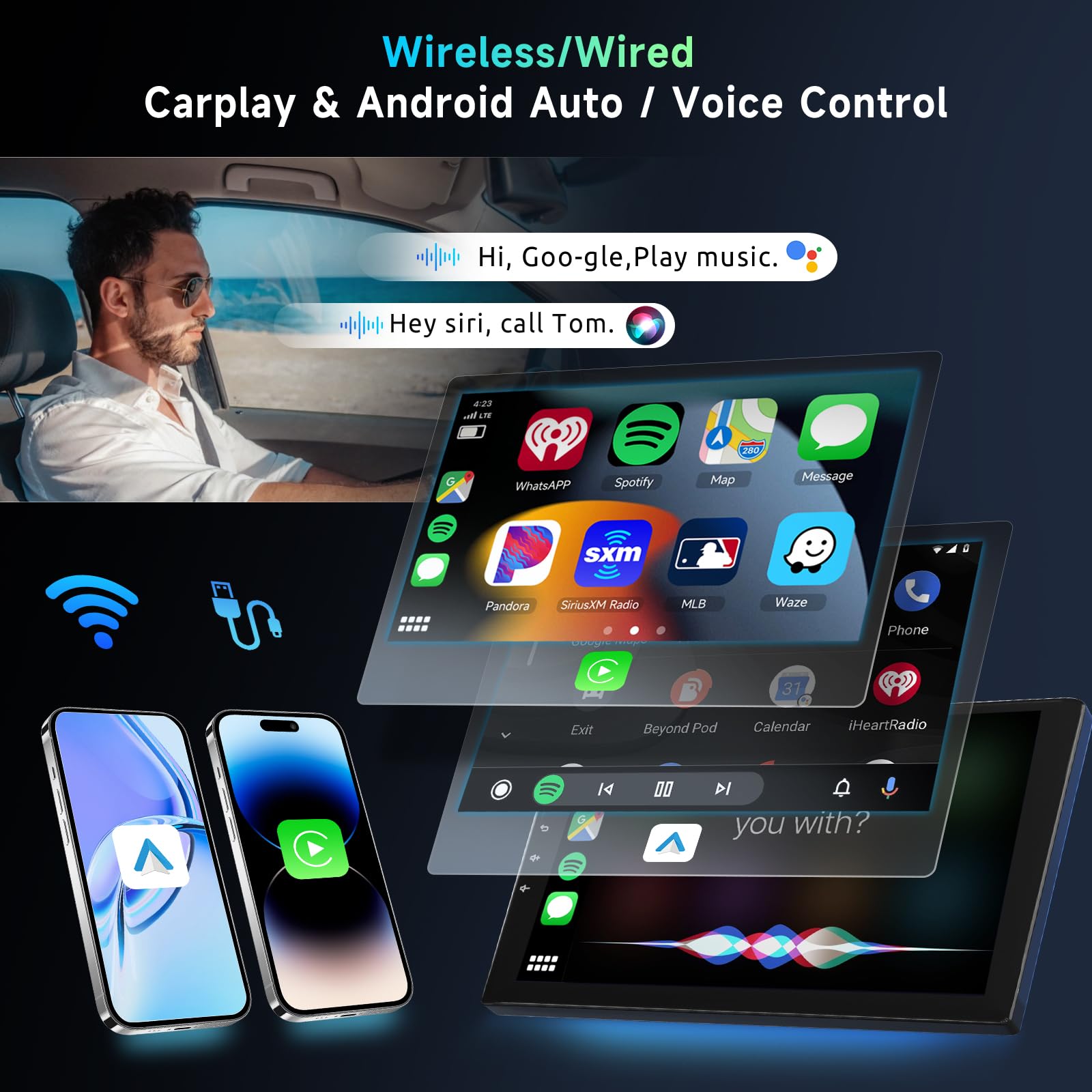 Podofo 8 Core 8+128G Android Car Radio Stereo For Honda Civic 2006 2011 With Wireless Carplay Android Auto, 10.1' Qled Touch Screen, Wifi/4G, Gps, Dsp/Hi Res, Am/Fm, Bluetooth 5.0, Backup Camera