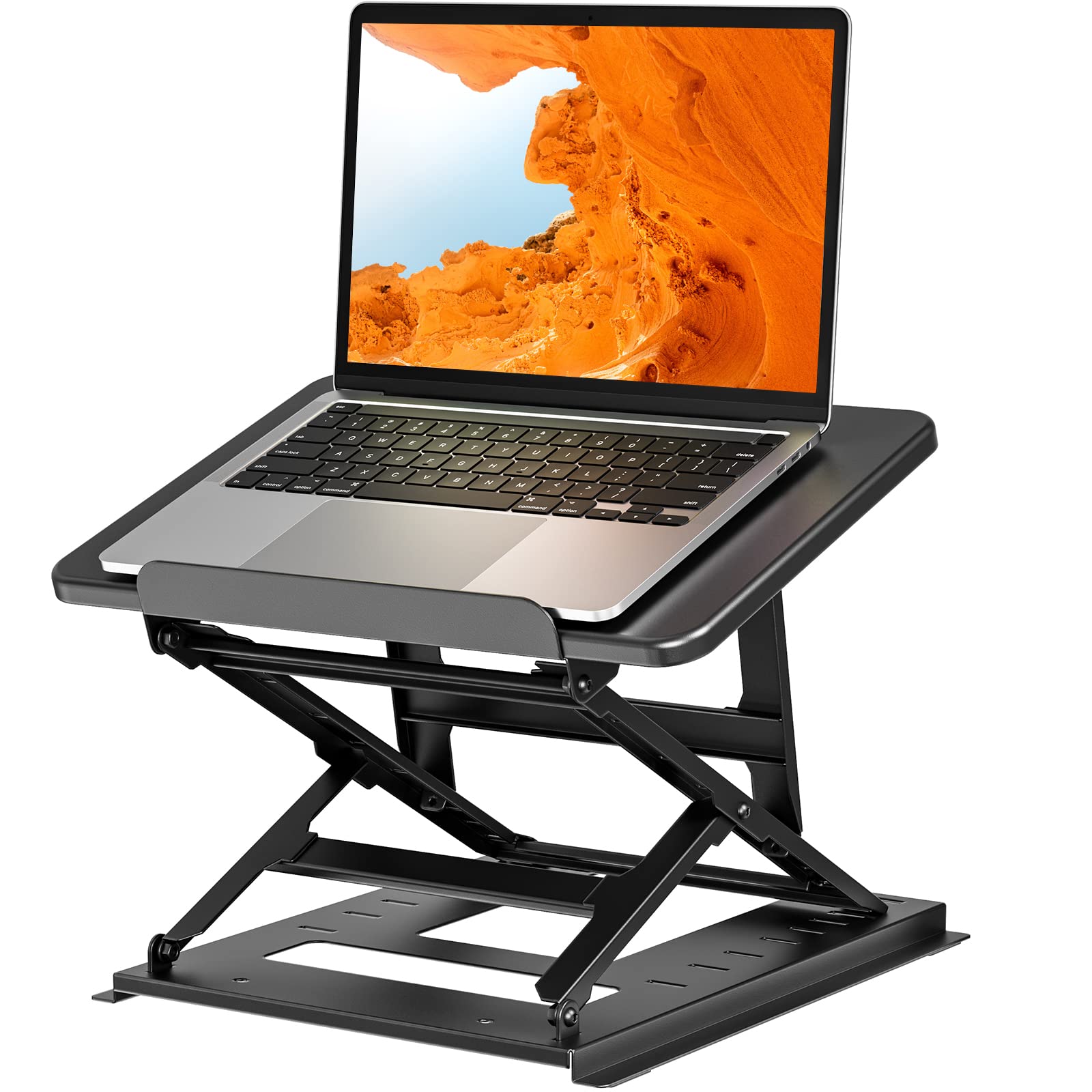 Huanuo Adjustable Laptop Stand For Desk, Adjustable Height Laptop Riser   Easy To Sit Or Stand With 9 Adjustable Angles, Portabl