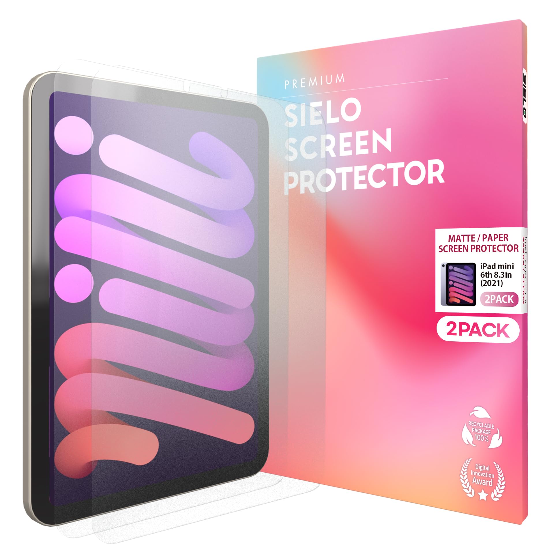 Sielo [2Pack Paperfeel Screen Protector For Ipad Mini 8.3 Inch 6Th [2021] Paperlike, Anti Glare, Anti Fingerprint, Apple Pencil