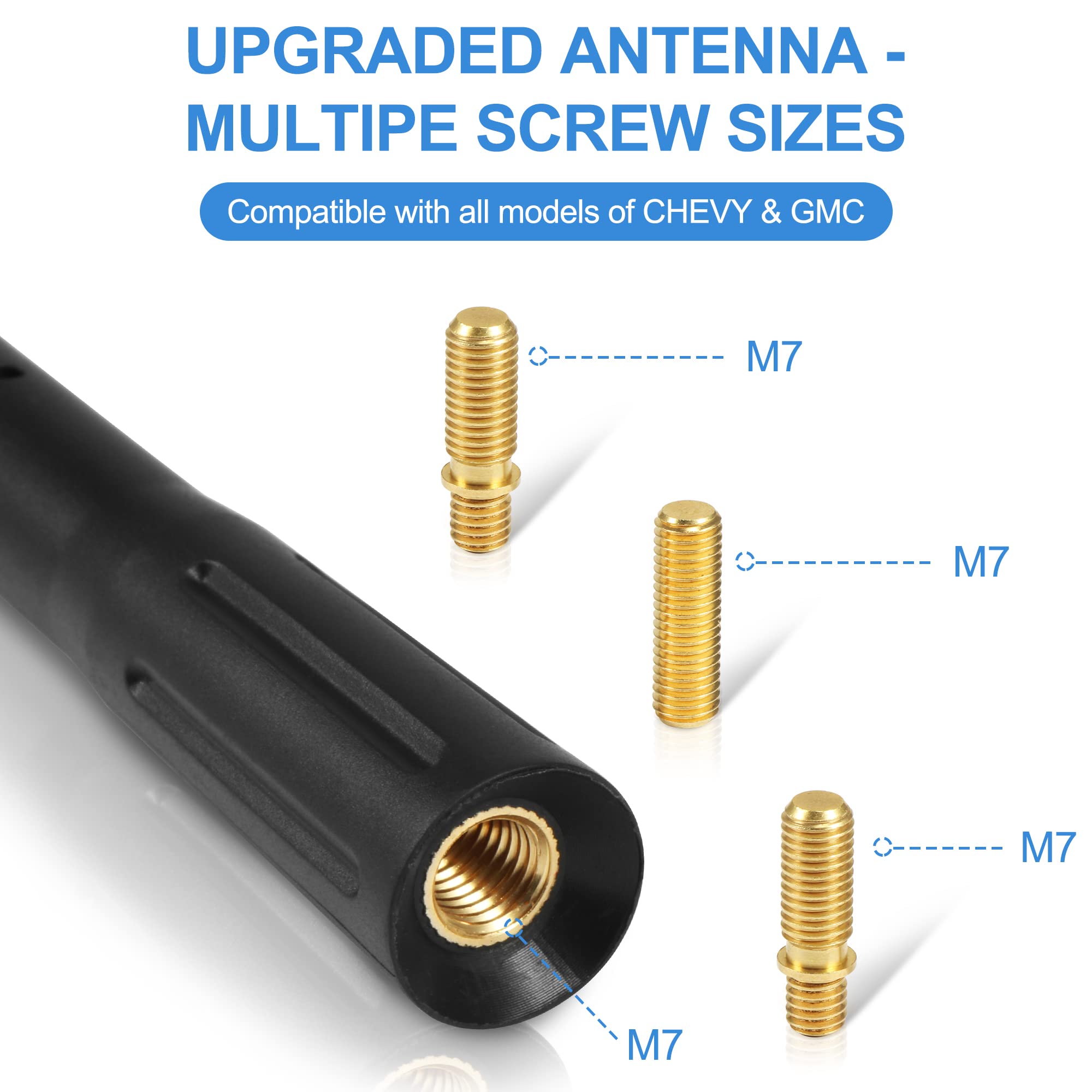 Ksaauto 8'' Rocket Style Car Truck Antenna For Gm Chevy Silverado 1500 2500 3500 Hd Avalanche Traverse Equinox Gmc Sierra 1500 2