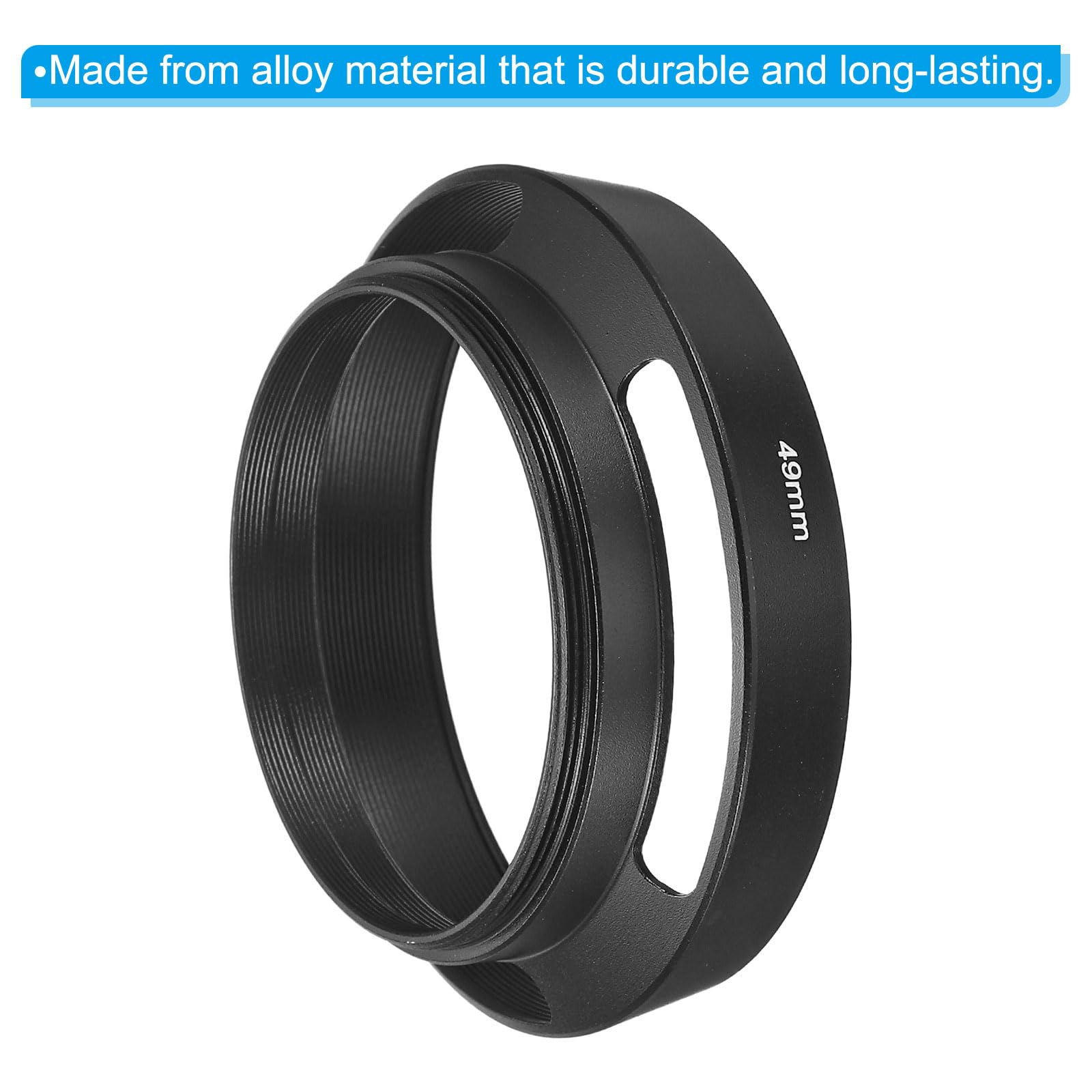 Patikil 49Mm Lens Hood, Standard Vented Matte Surface Anti Reflective Inside Hood With Cleaning Cloth For Camera Lens, Black For