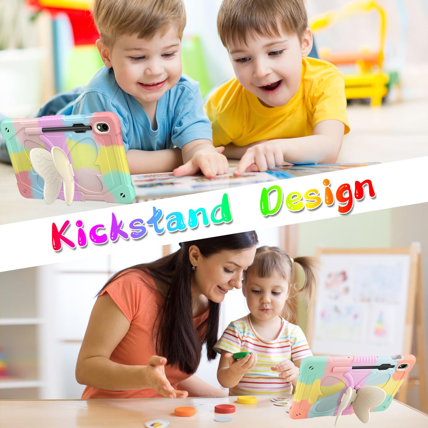 Dreamerx Case For Samsung Galaxy Tab S9 /S9 Fe 5G 2023  Shockproof Case W/Butterfly Kickstand Shoulder Strap Pen Holder  Multi V