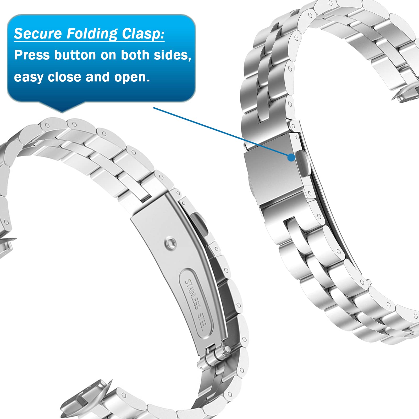 Ninki Compatible Fitbit Luxe Special Edition &Fitbit Luxe Band For Men Metal Silver,Fitbit Luxe Watch Bands Fitbit Luxe Strap Ba