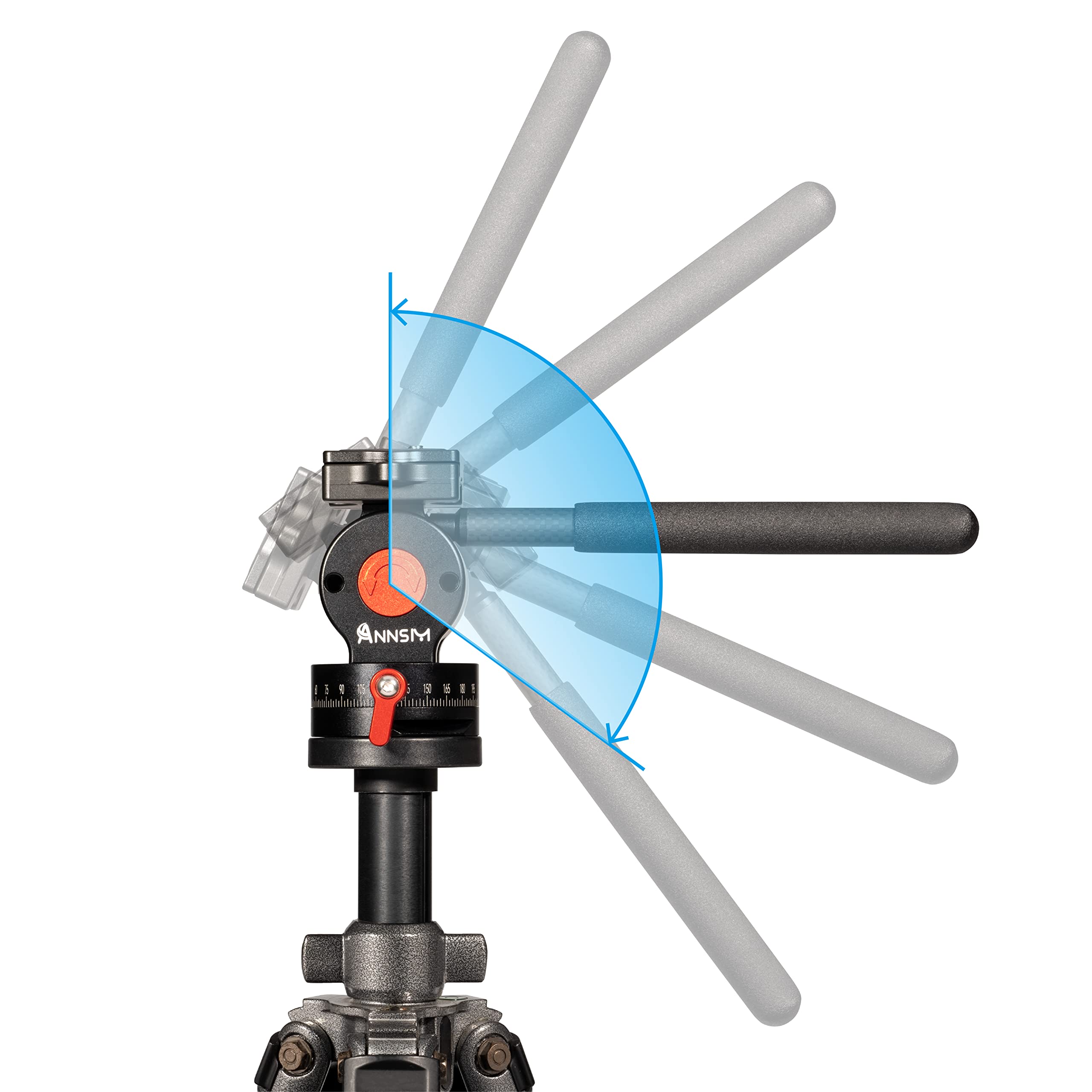 Annsm Tripod Fluid Drag Pan Tilt Head Vertical With Handle Grip 180 Degree Swivel With Arca Swiss Quick Release Plate And Standard For Dslr Camera