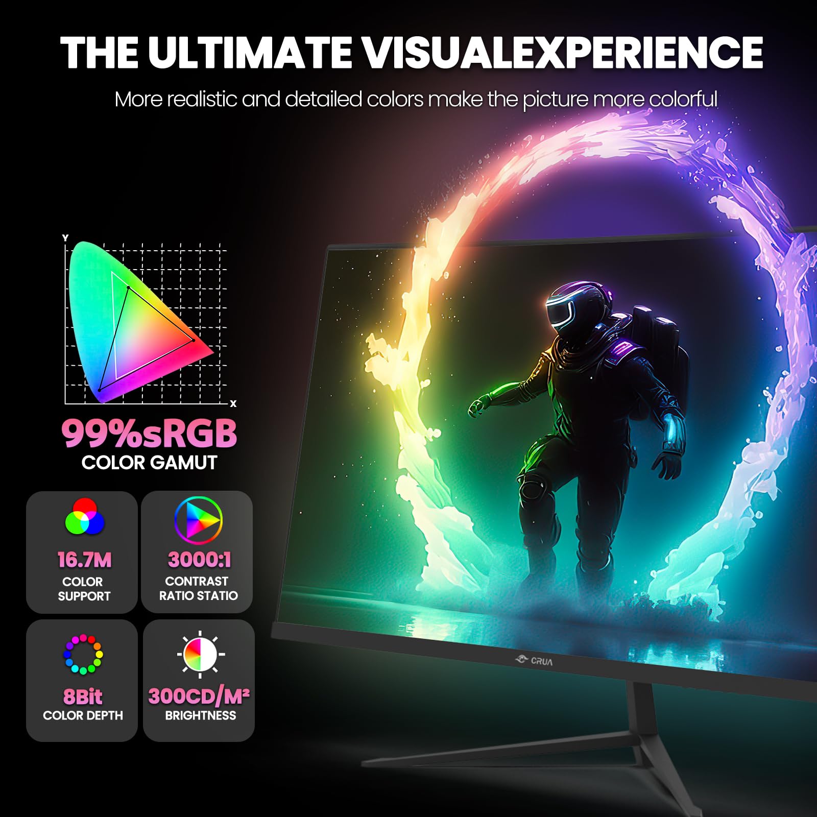 Crua 24 Inch 200Hz/180Hz Curved Gaming Monitor, Fhd 1080P Frameless Computer Monitors, Support Amd Freesync Low Motion Blur, Eye