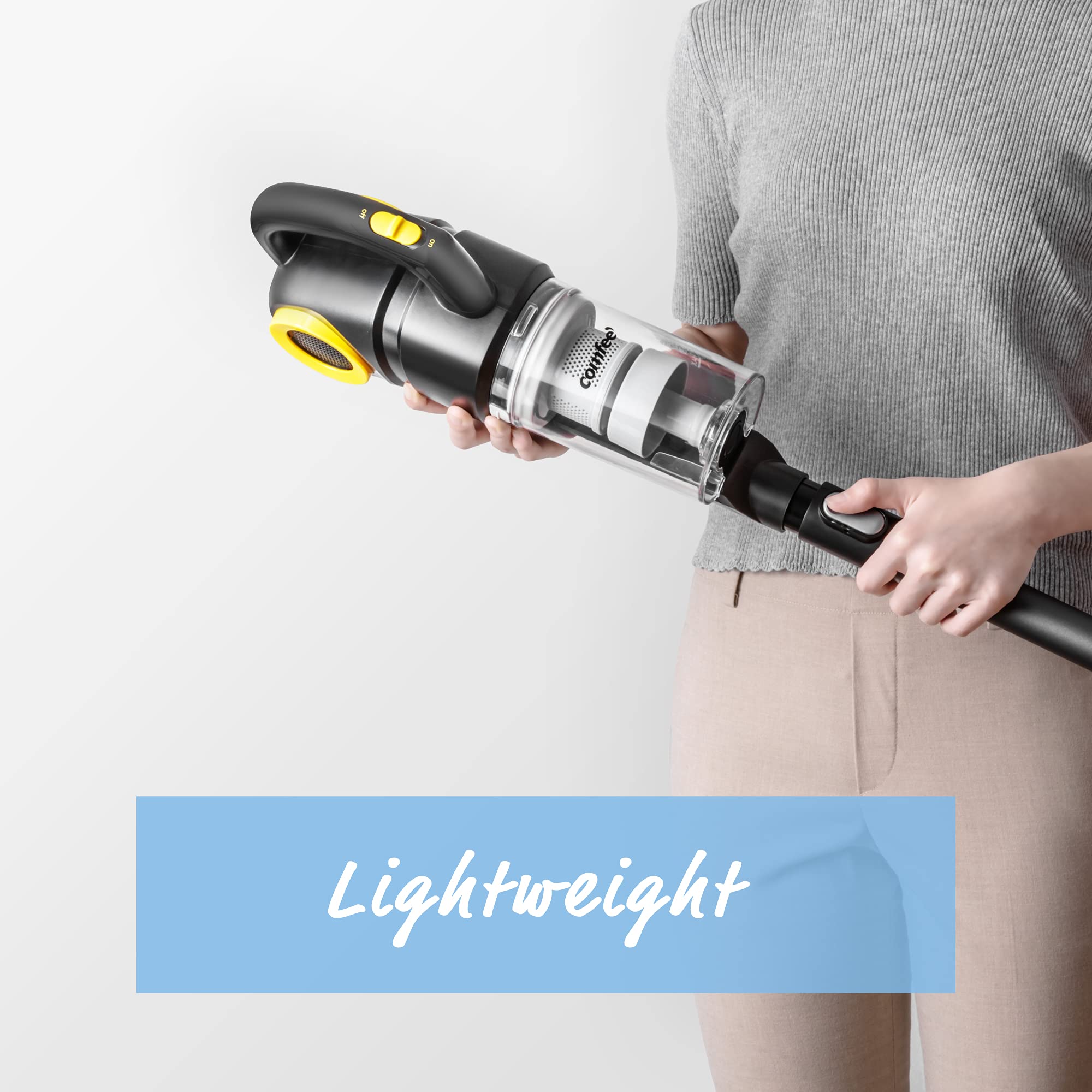 Comfee' 20S 3 In 1 Lightweight Stick Vacuum Cleaner, Powerful Suction Corded Handheld Vac For Pet Hair, Black