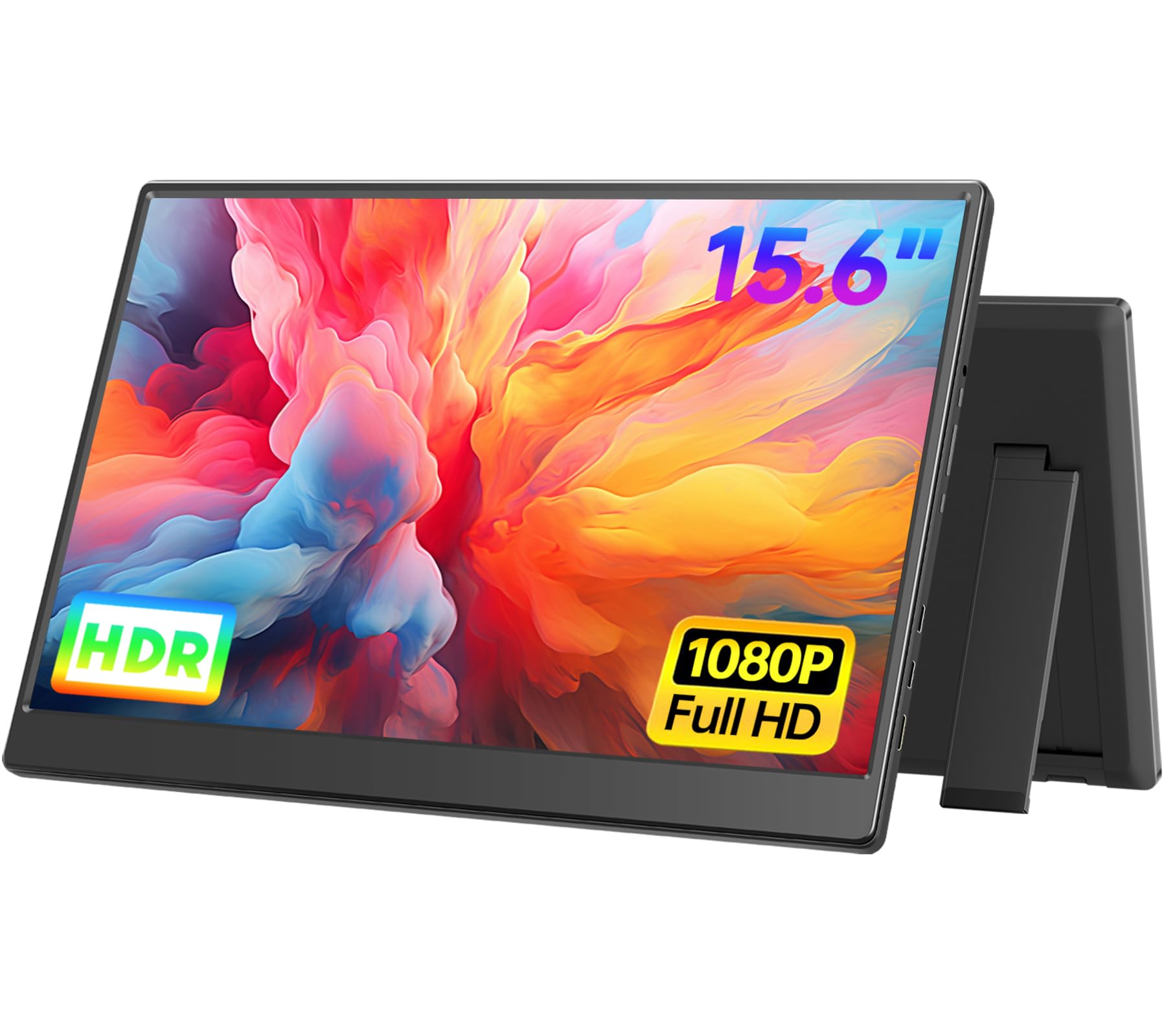 UFYQL Portable Monitor 15.6-inch FHD 1080P Ultra-Slim Travel External Monitor HDR IPS Gaming Display with Kickstand &Speakers US