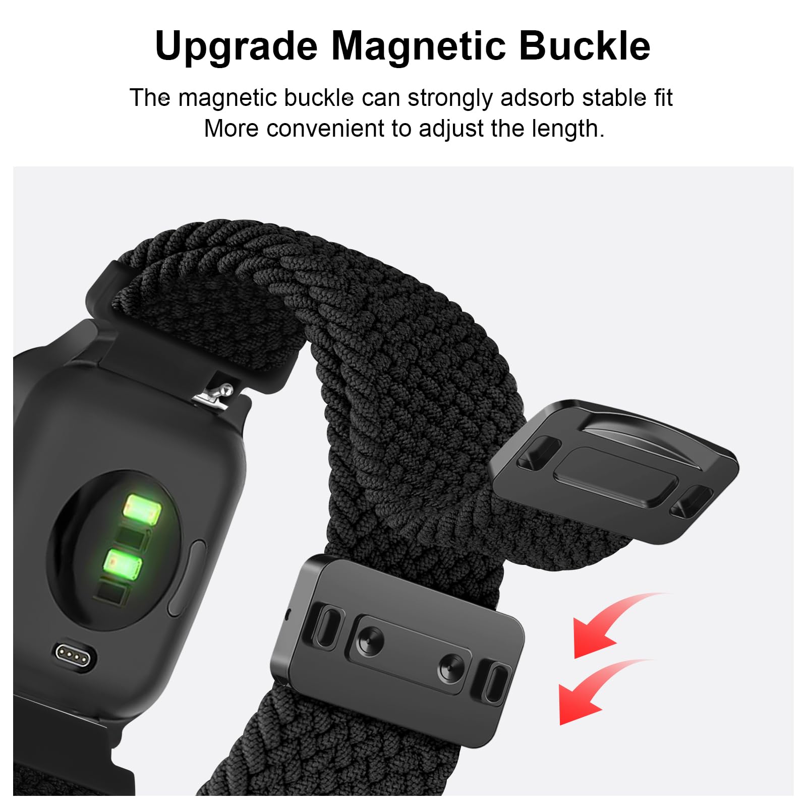 Magnetic Braided Watch Band Compatible With Garmin Venu 3S / Vivoactive 4S / Venu 2S / Vivomove 3S, 18Mm Replacement Wristband S