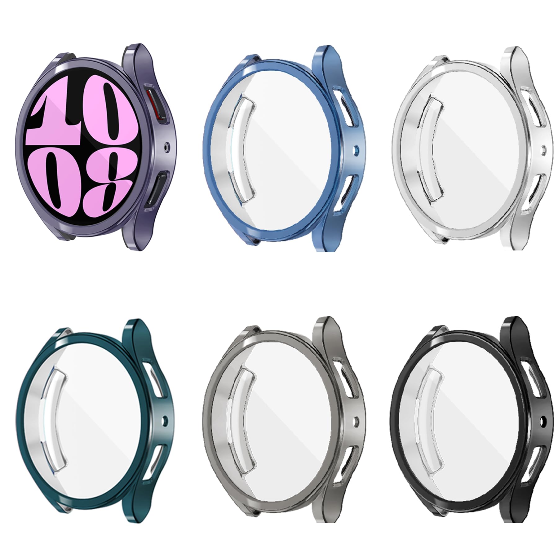 [6 Pack] Yuvike Watch Screen Protector Compatible With Samsung Galaxy Watch6 40Mm, Soft Tpu Bumper Case, Anti Scratch Full Prote