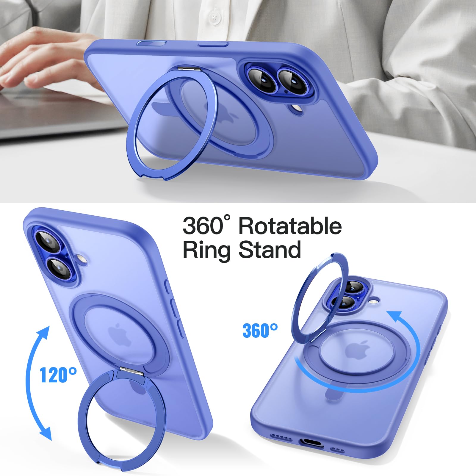 Jetech 360 Degree Rotatable Ring Case For Iphone 16 6.1-Inch With Camera Control Button, Compatible With Magsafe, Slim Shockproo