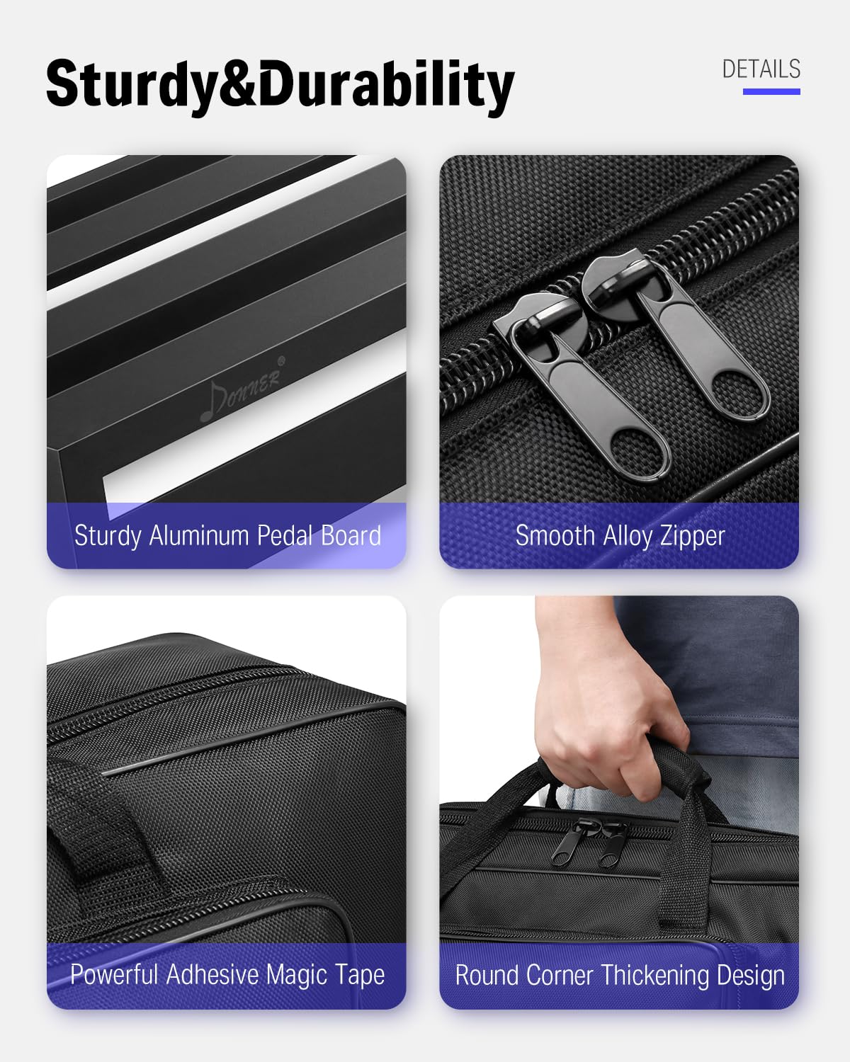 Donner Guitar Pedal Board Case Db-3 Aluminium Pedalboard 20 X 11.4 X 4 With Bag