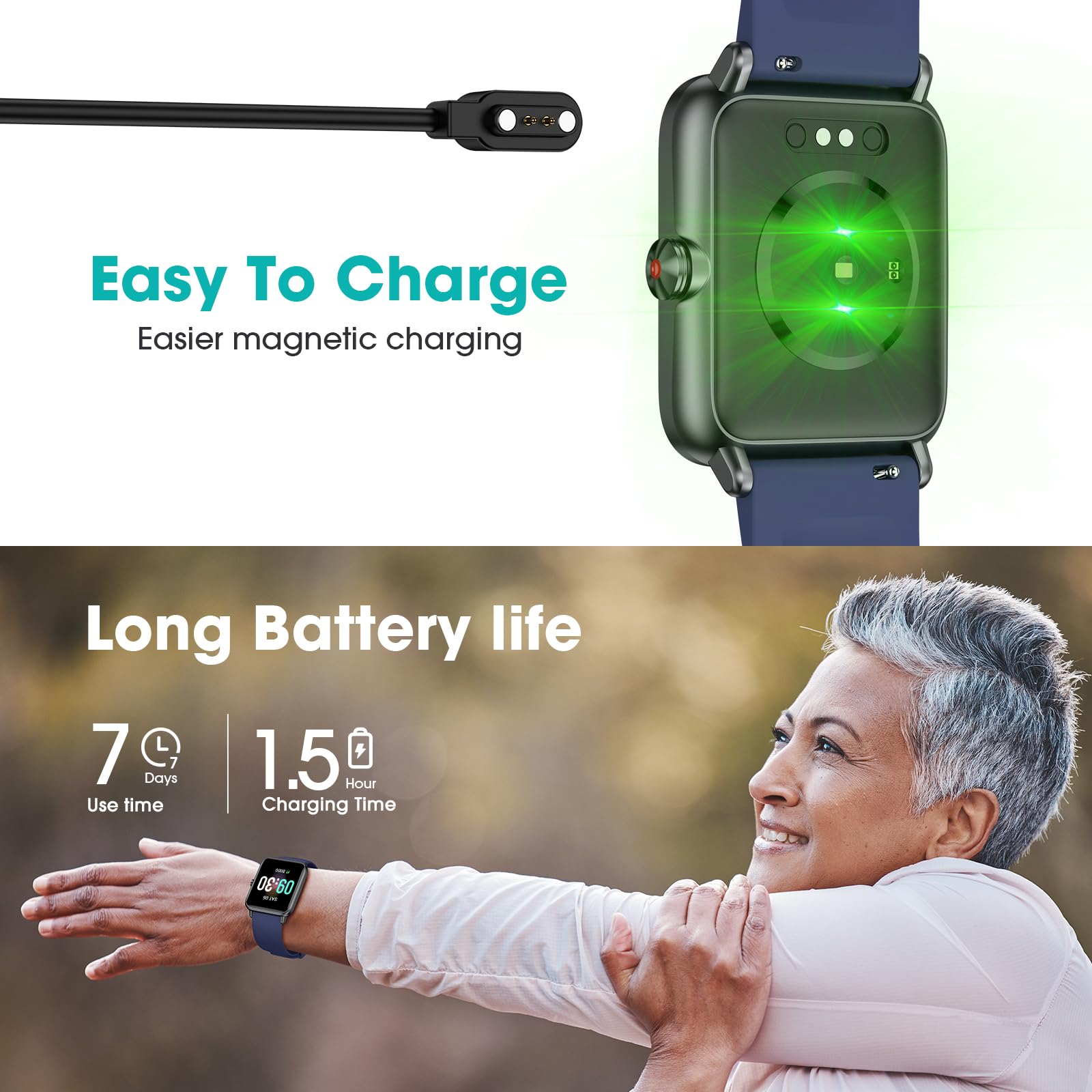 Pautios Pedometer Watch Senior Friendly No App/Phone Required, Waterproof Fitness Tracker Watch With Step Counter Calories/Sleep