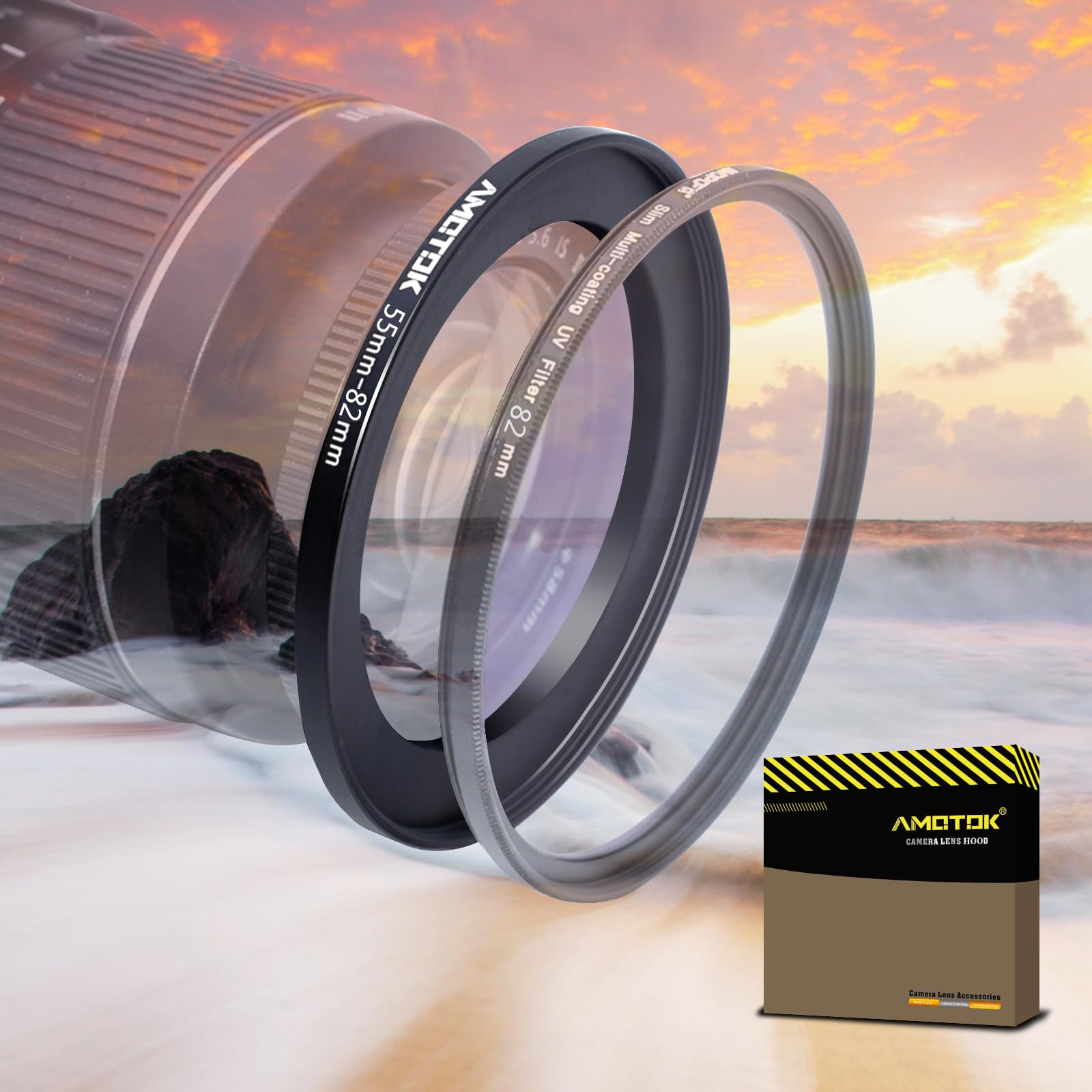 55Mm Lens To 82Mm Camera Lens Adapter,55Mm To 82Mm Filter Step Up Ring Adapter Ring,Compatible All 82Mm Filter Accessory