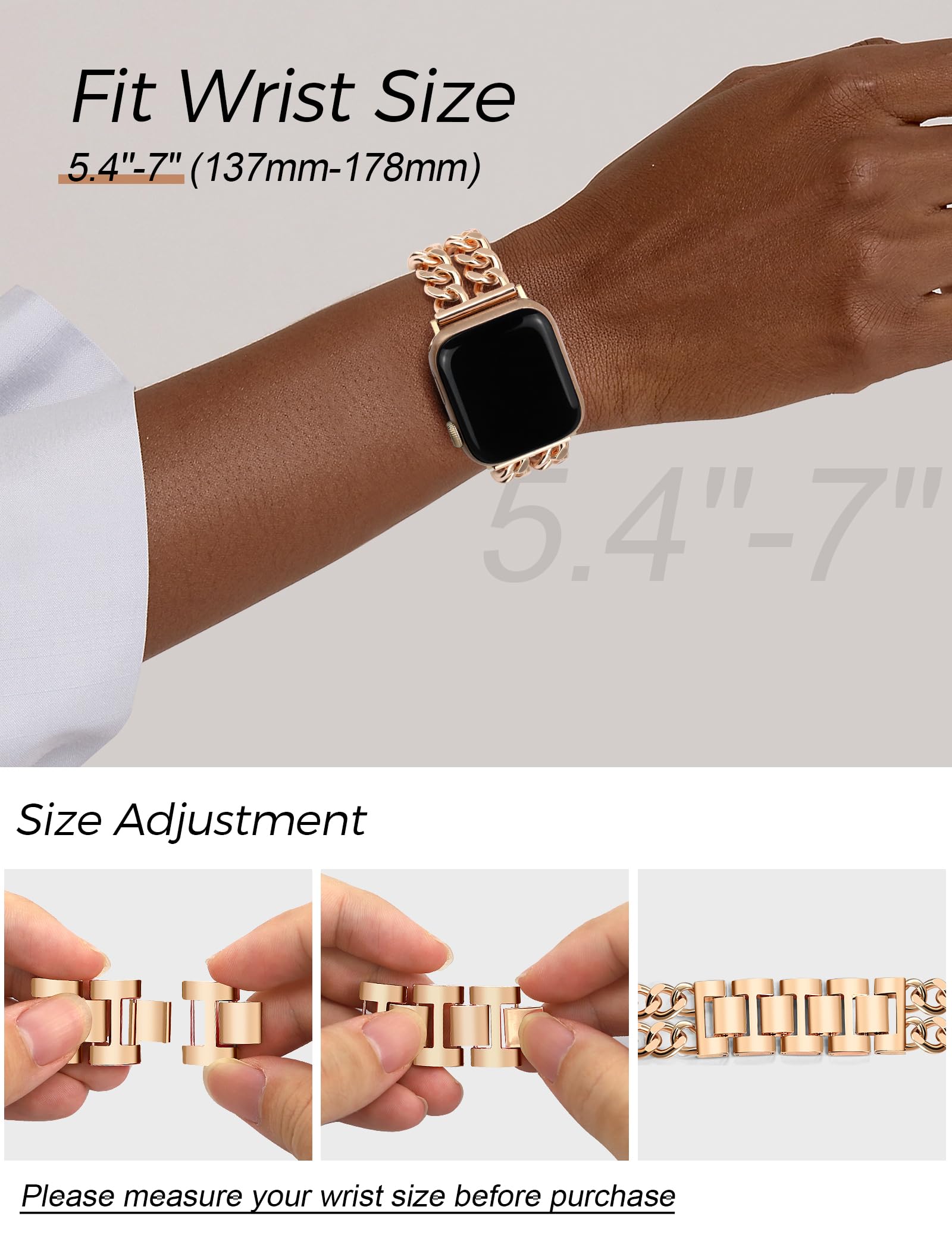 Jr.Dm Rose Gold Watch Bands For Women Compatible With Apple Watch Band 42Mm(S3/2/1) 44Mm 45Mm 46Mm 49Mm Adjustable Metal Band Co