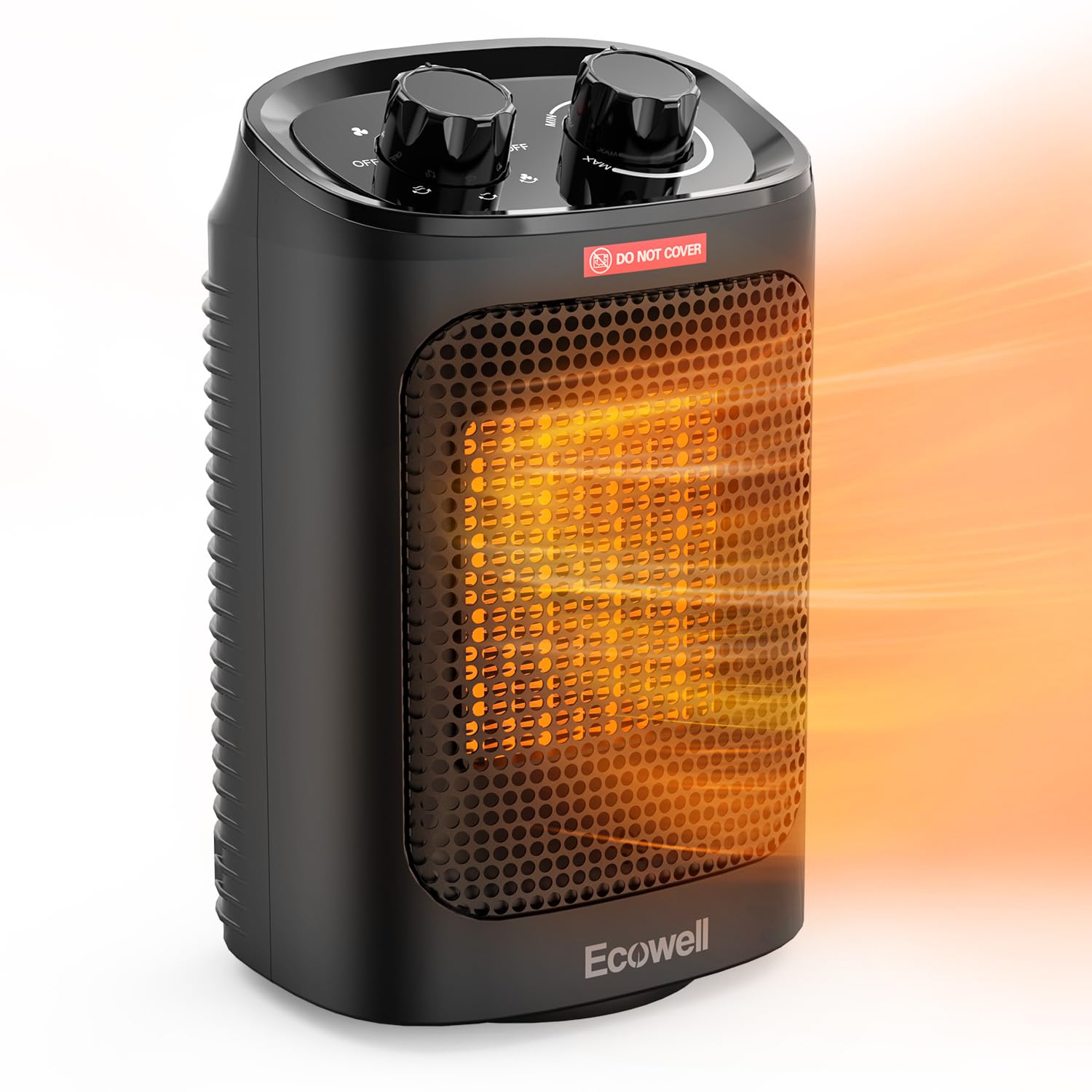 ECOWELL 1500W Portable Space Heater for Indoor Use, 60Oscillating,Small Electric Heater Fan with Adjustable Thermostat, Safe and