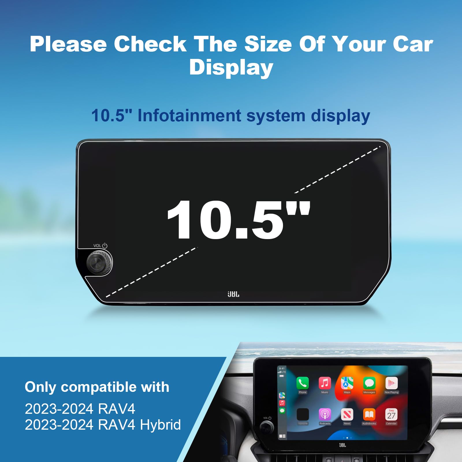 Coleya (2Pack) 2023 2024 Rav4/Rav4 Hybrid Screen Protector For Toyota Rav4 10.5 Inch Touch Screen, 2024 2023 Rav4 (Xle Premium/A