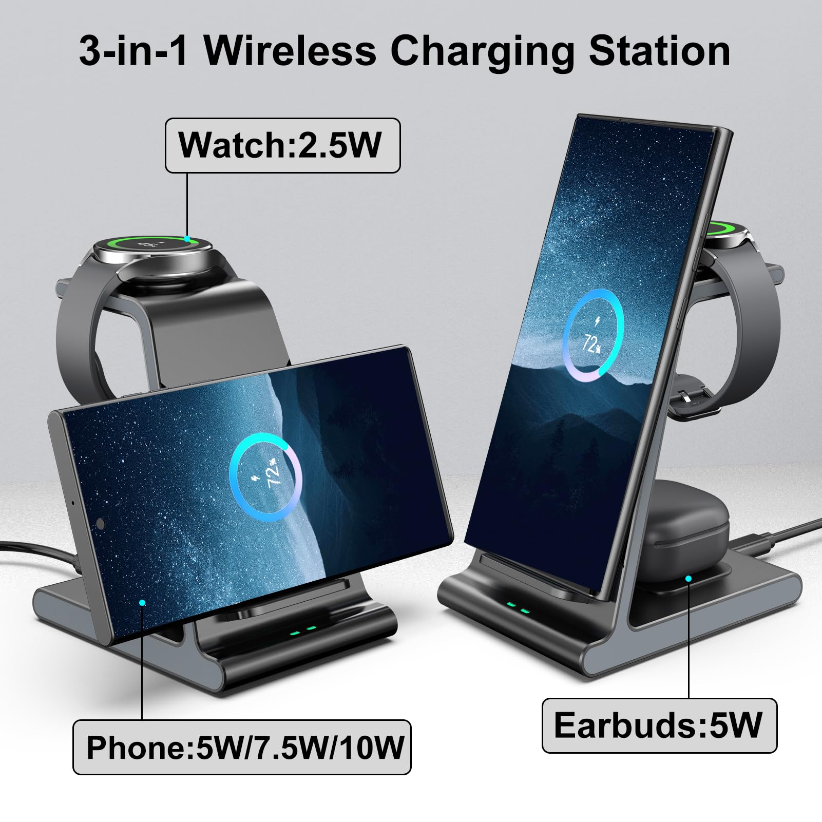 Wireless Charger For Samsung S25 Ultra, Charging Station For Galaxy S25/S25 Edge/S24 Ultra/S24+/S24/S23/S22/Note 20/Z Flip 7/Fol